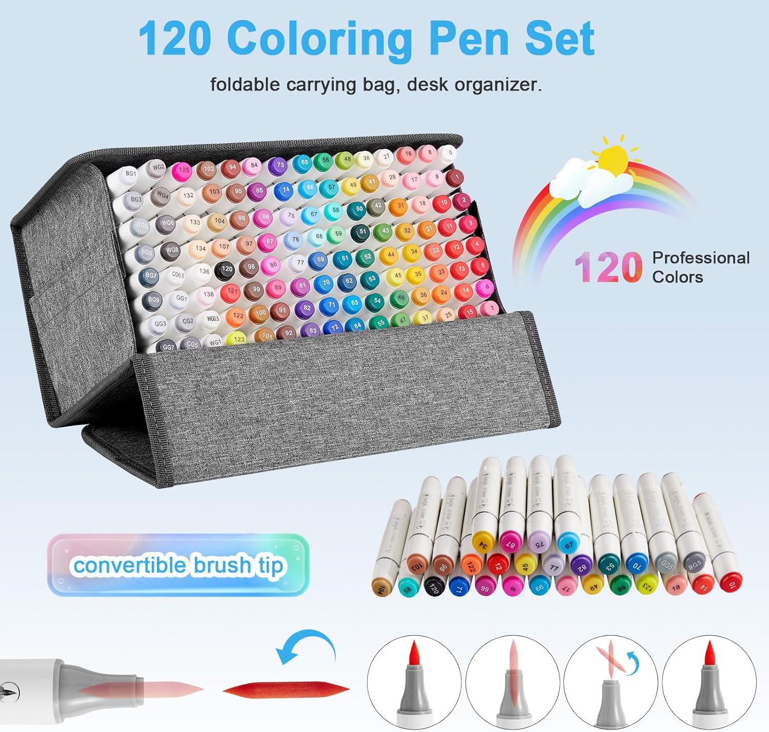 Thumbnail 5 de SANJOKI Art Markers 119 Colours & Colourless Blender Dual Tip Alcohol Brush Markers