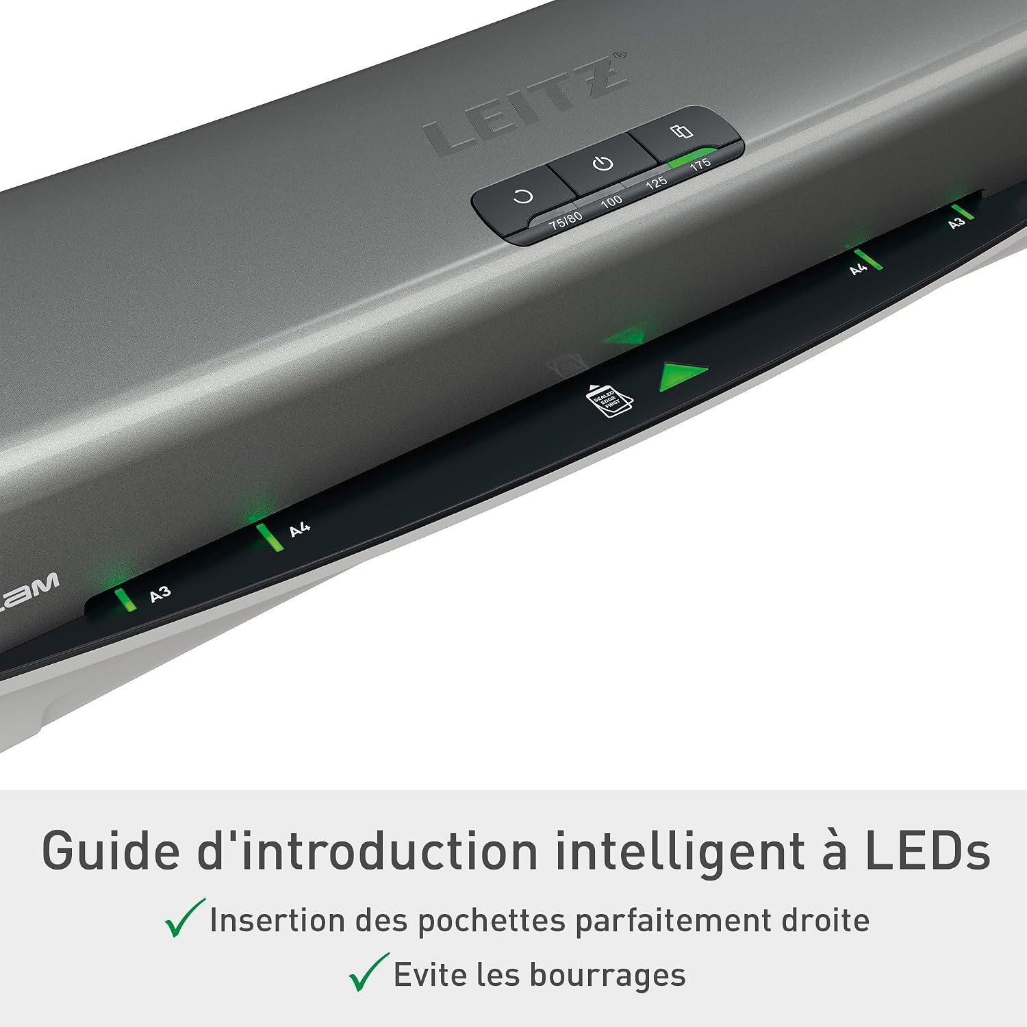 Detalle de Plastifieuse Leitz iLAM Office Pro A3 – Préchauffage rapide et guidage LED