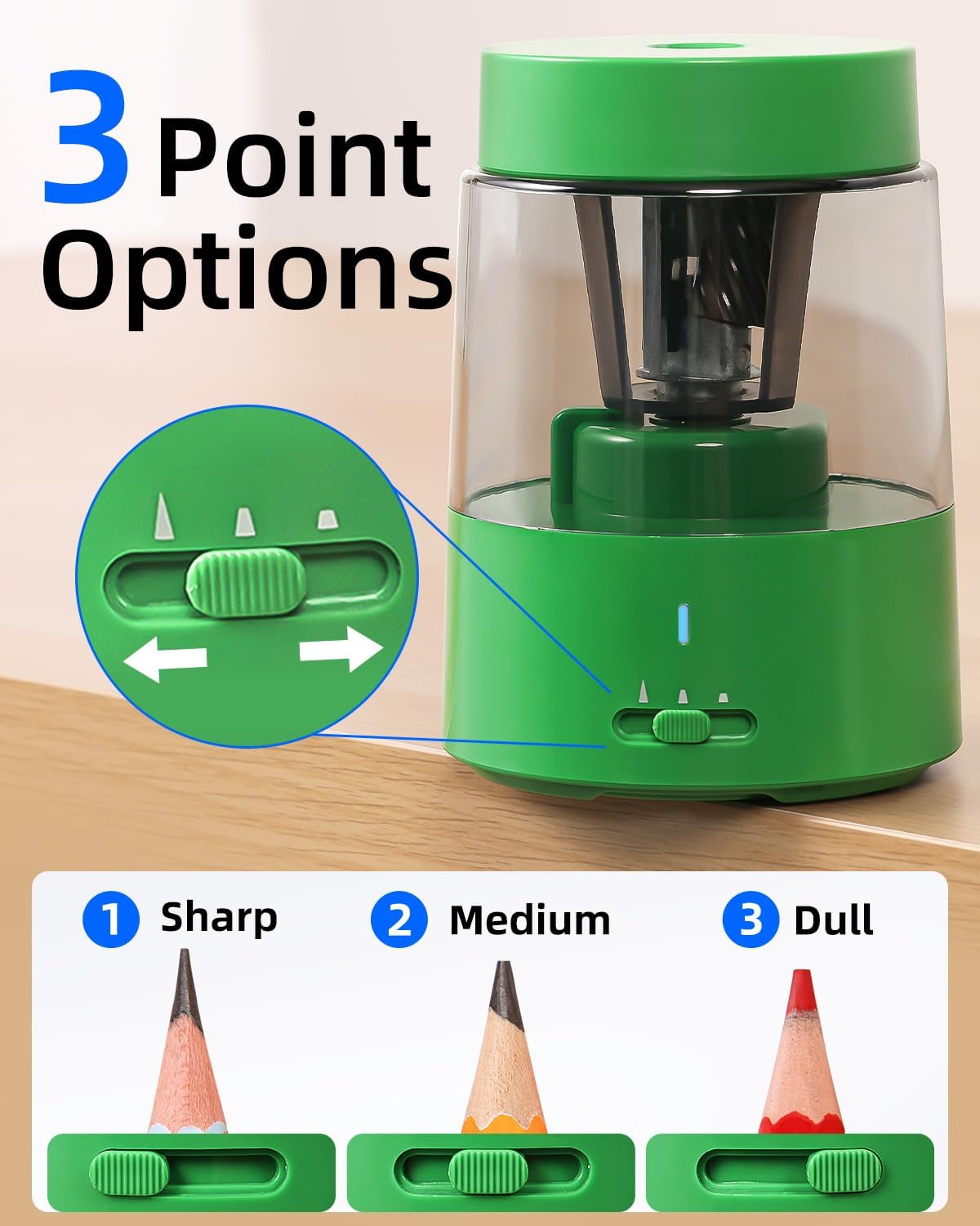Thumbnail 2 de ZMOL Electric Pencil Sharpener: Rechargeable, Auto Stop, 3 Sharpen Modes