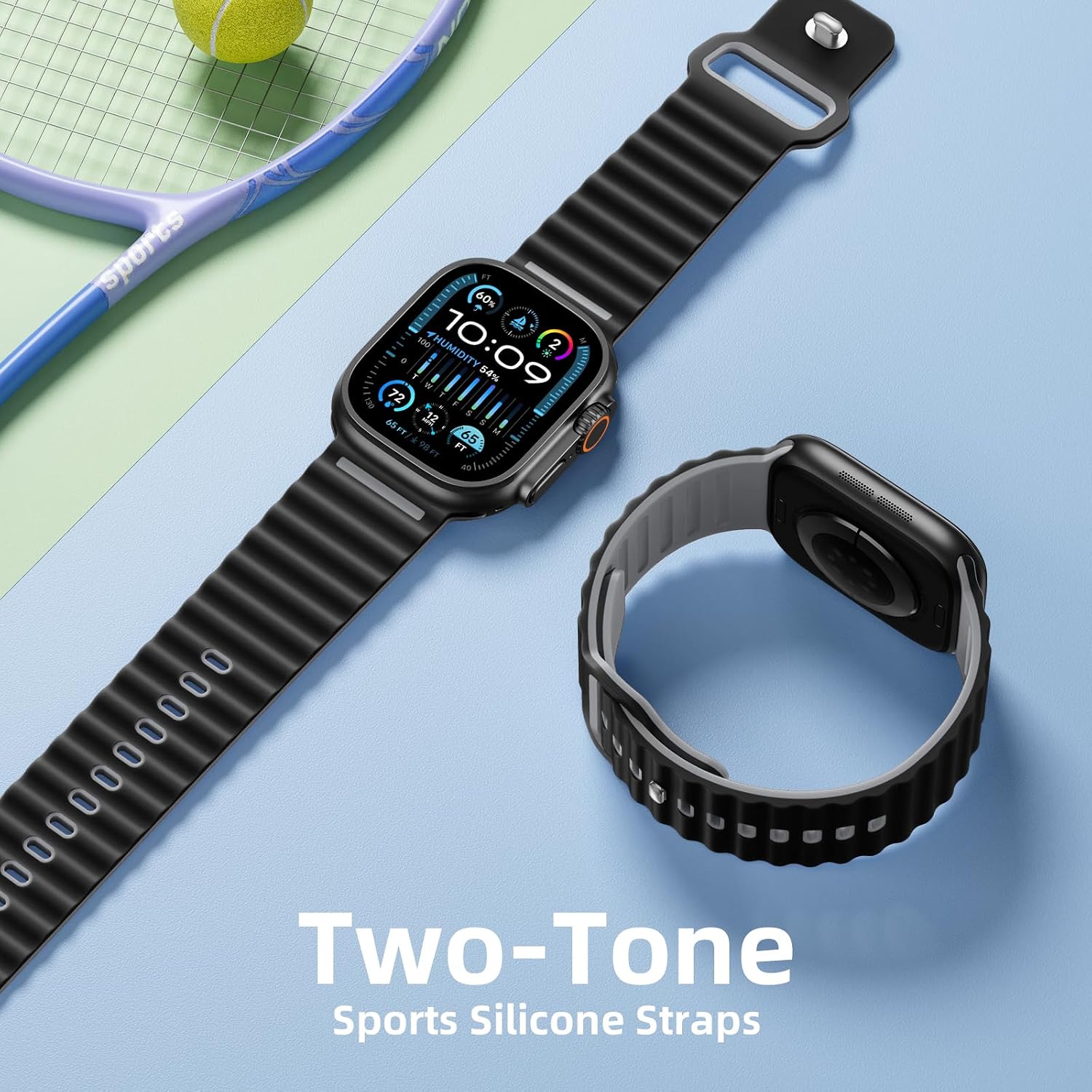 Detalle 2 de Mastten Sports Strap for Apple Watch (waterproof, breathable silicone) – 44mm/45mm/46mm/49mm/42mm