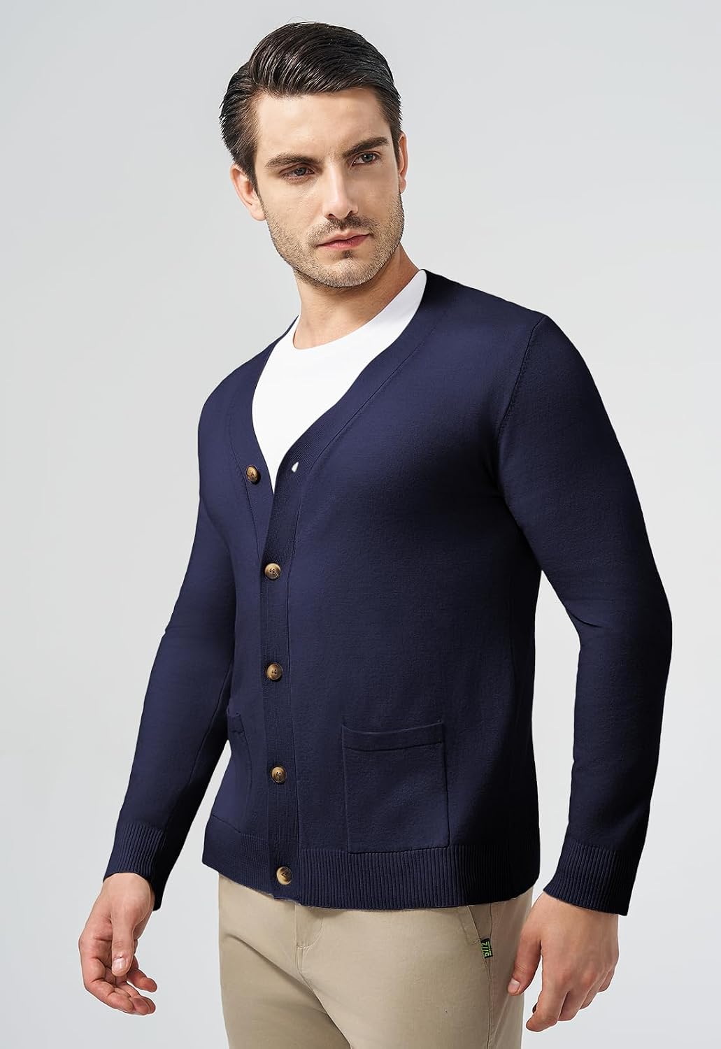 Detalle 1 de KUYIGO Herren Strickjacke V-Ausschnitt M-3XL