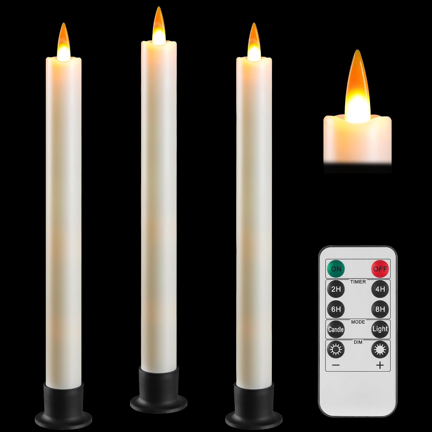 Thumbnail 6 de Da by 3 Pcs Flickering Flameless Battery Operated Taper Candle Red with Remote