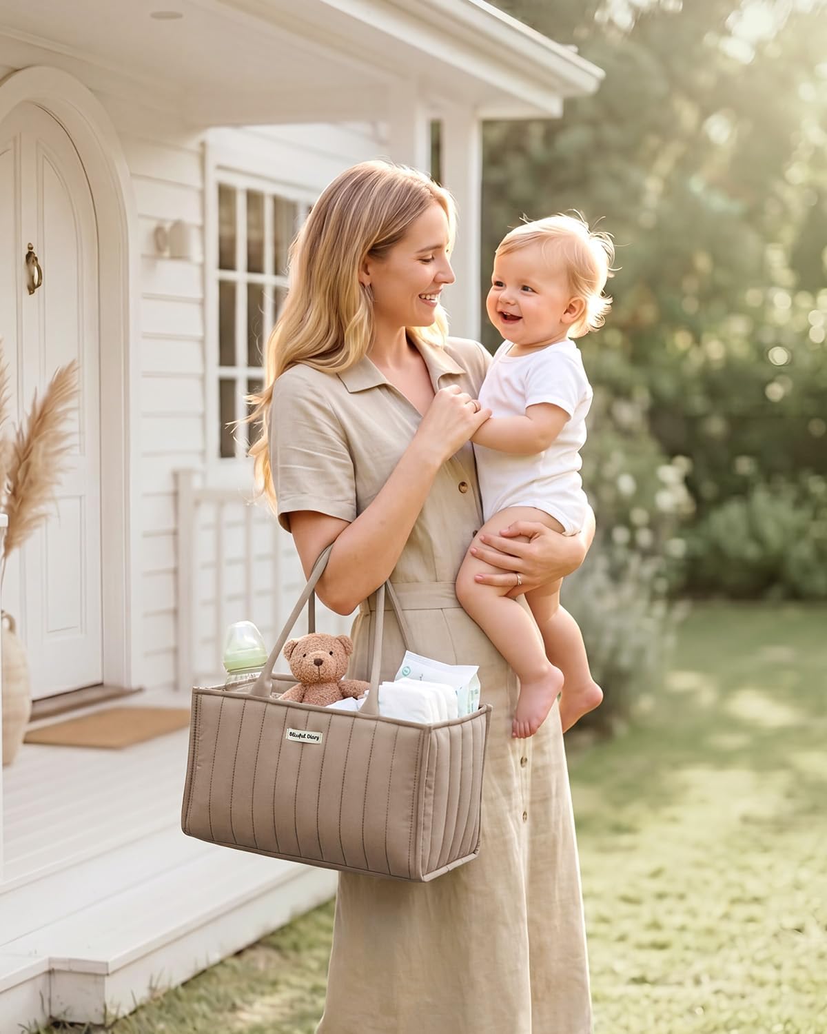 Thumbnail 1 de Blissful Diary Baby Diaper Caddy Organizer in Mocha Brown