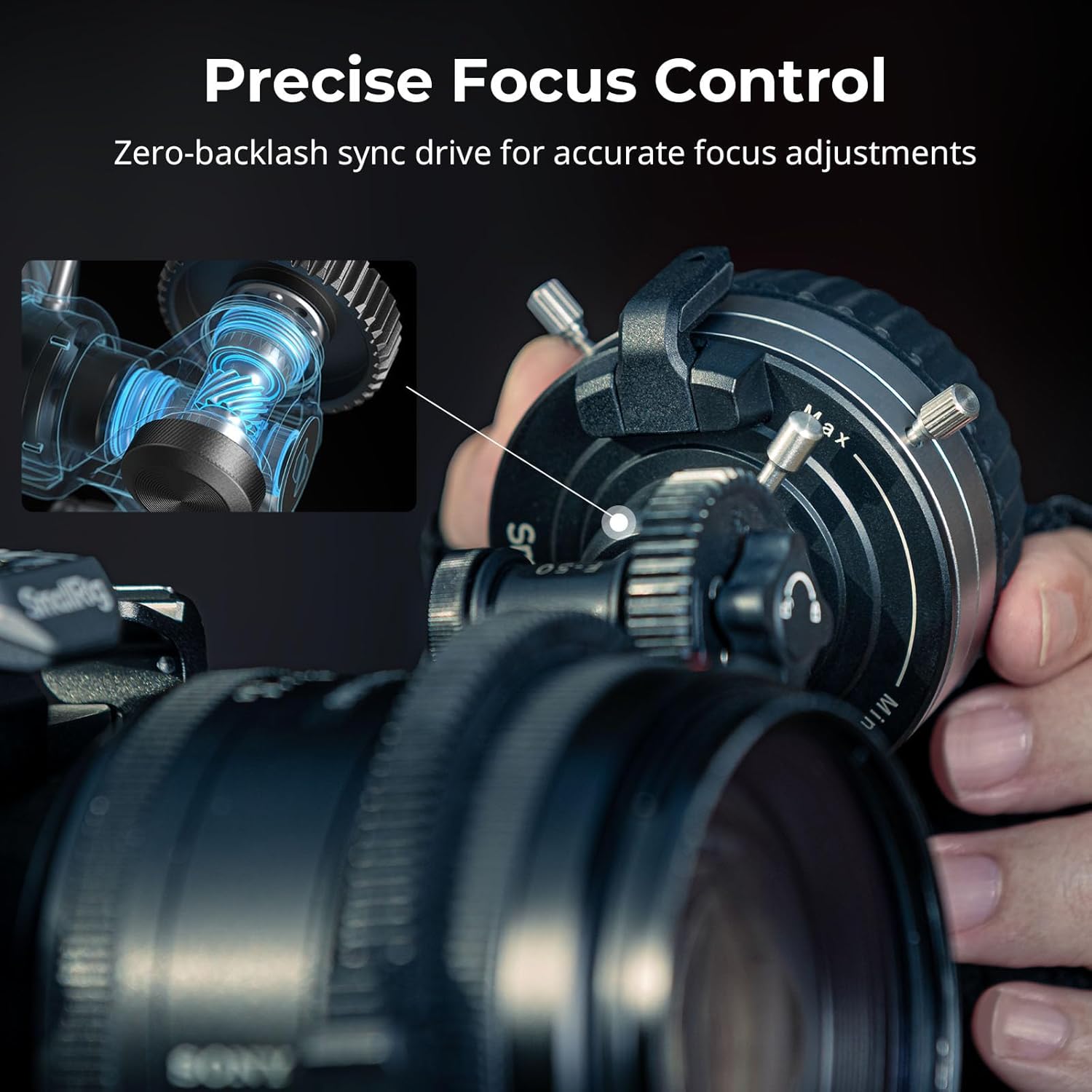 Thumbnail 1 de SMALLRIG Follow Focus F50 4745 – levier d’amortissement dynamique et contrôle AB sur tige 15 mm