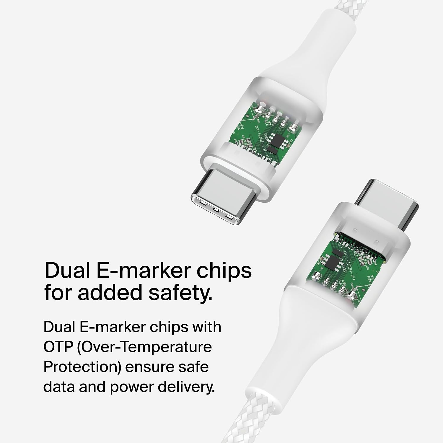 Detalle de Belkin USB-C to USB-C Cable, 3.3ft (1m), 240W, Fast Charging – White