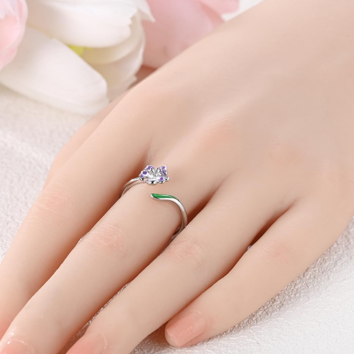 Thumbnail 3 de Verstellbarer 925 Sterling Silber Ring Damen CZ