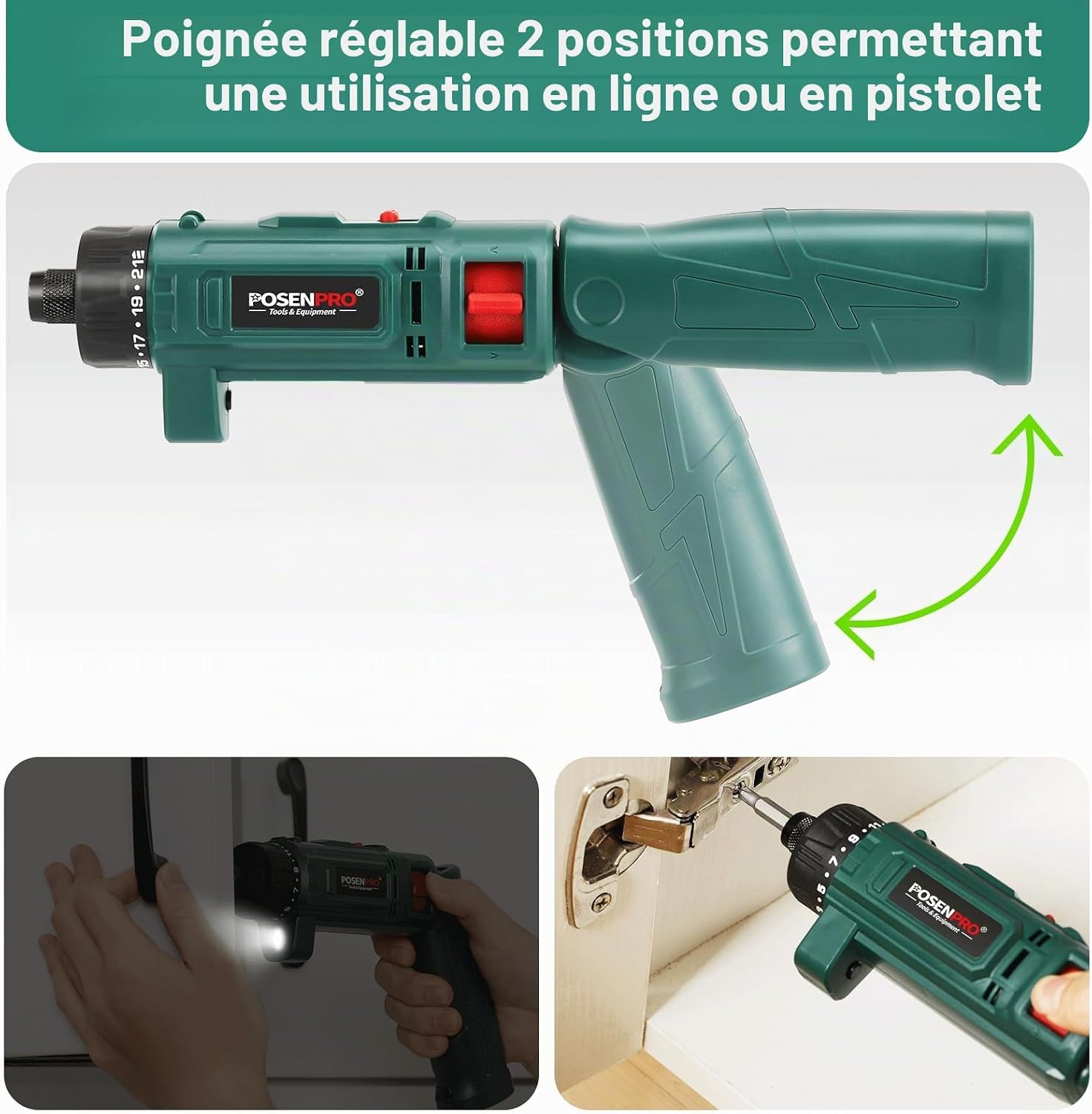 Detalle 2 de POSENPRO PCCS54GV - 2 accuschroevendraaier, 8 V, 10 Nm en 82 accessoires
