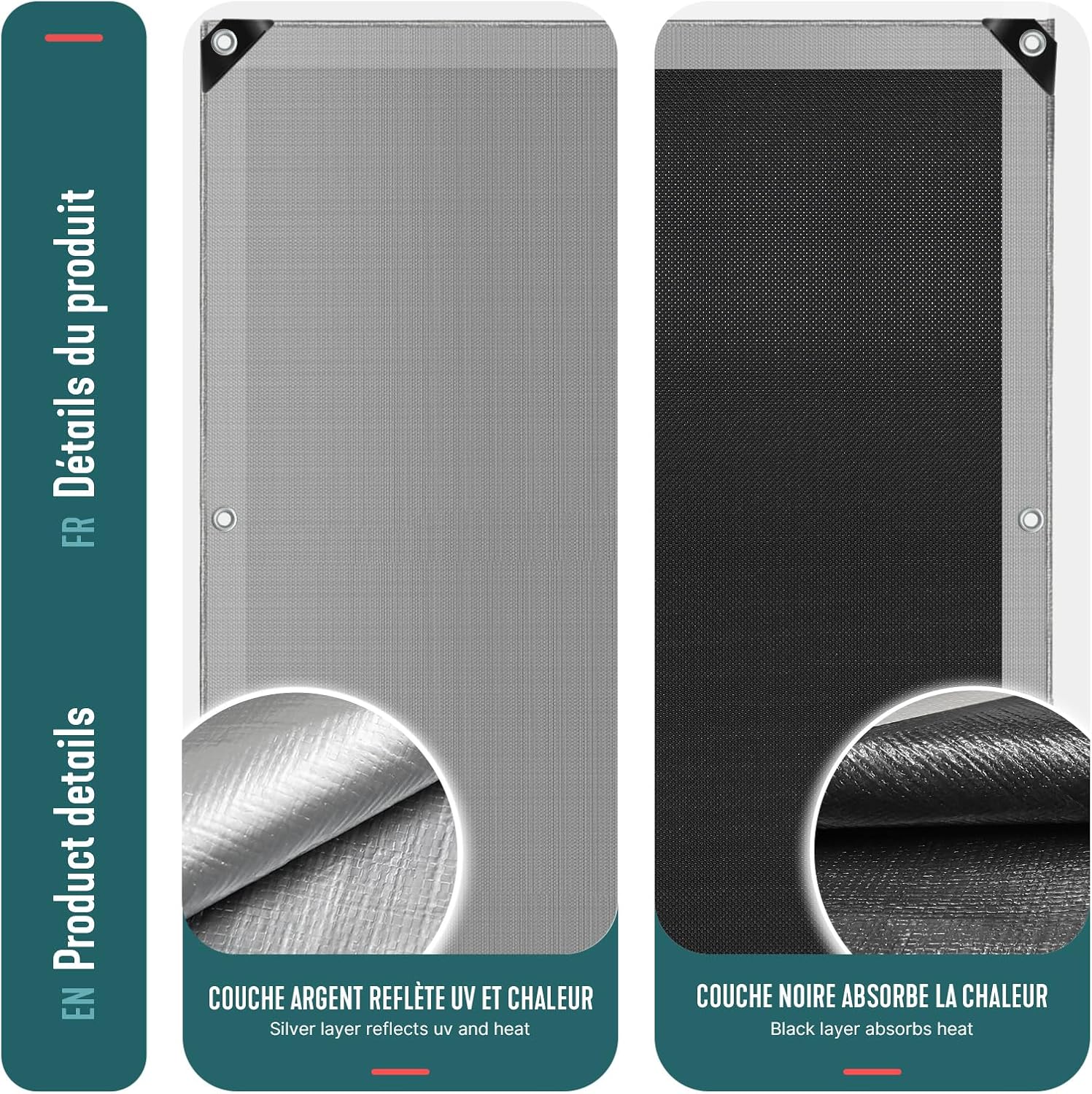 Detalle de VOUNOT Abdeckplane 2x3 m – 240 g/m², wasserdicht, beidseitig beschichtet, mit Ösen