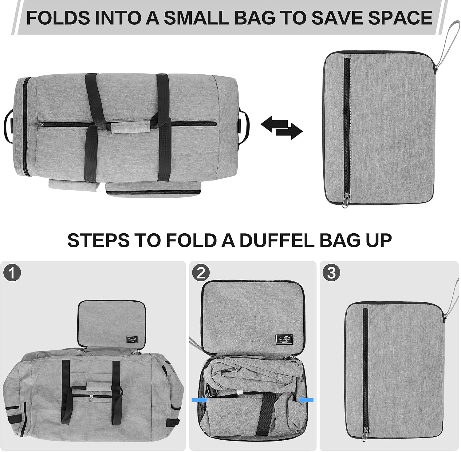 Detalle 1 de YOUNGOA Bolsa de Viaje Plegable 80L Impermeable con Compartimento 👝