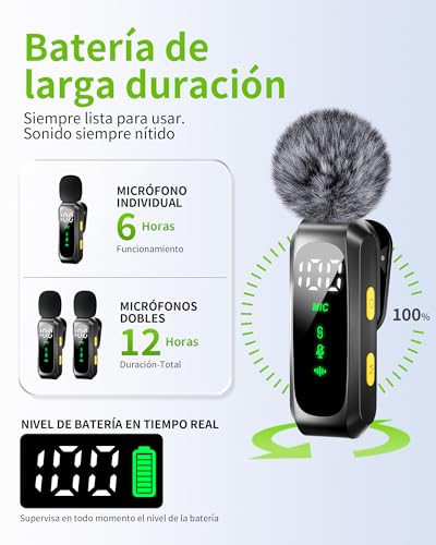 Thumbnail 2 de CKOKC Micrófono Inalámbrico Mini para iPhone, Android y PC (Negro) – Sonido claro y plug & play