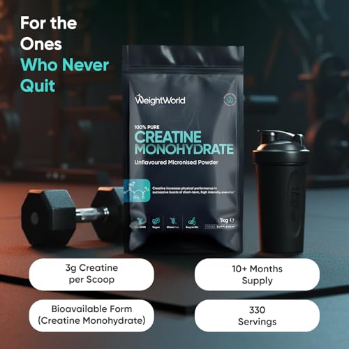 Thumbnail 1 de WeightWorld Creatine Monohydrate Powder 1kg – 330 Servings