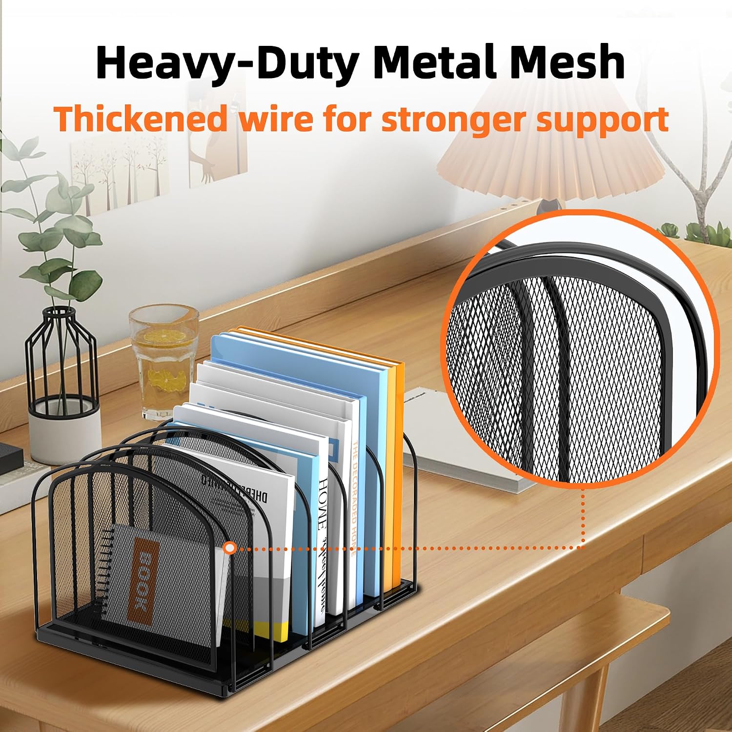 Thumbnail 4 de SUPEASY 5-Section Vertical File Organizer, Black Mesh with Reinforced Steel Base
