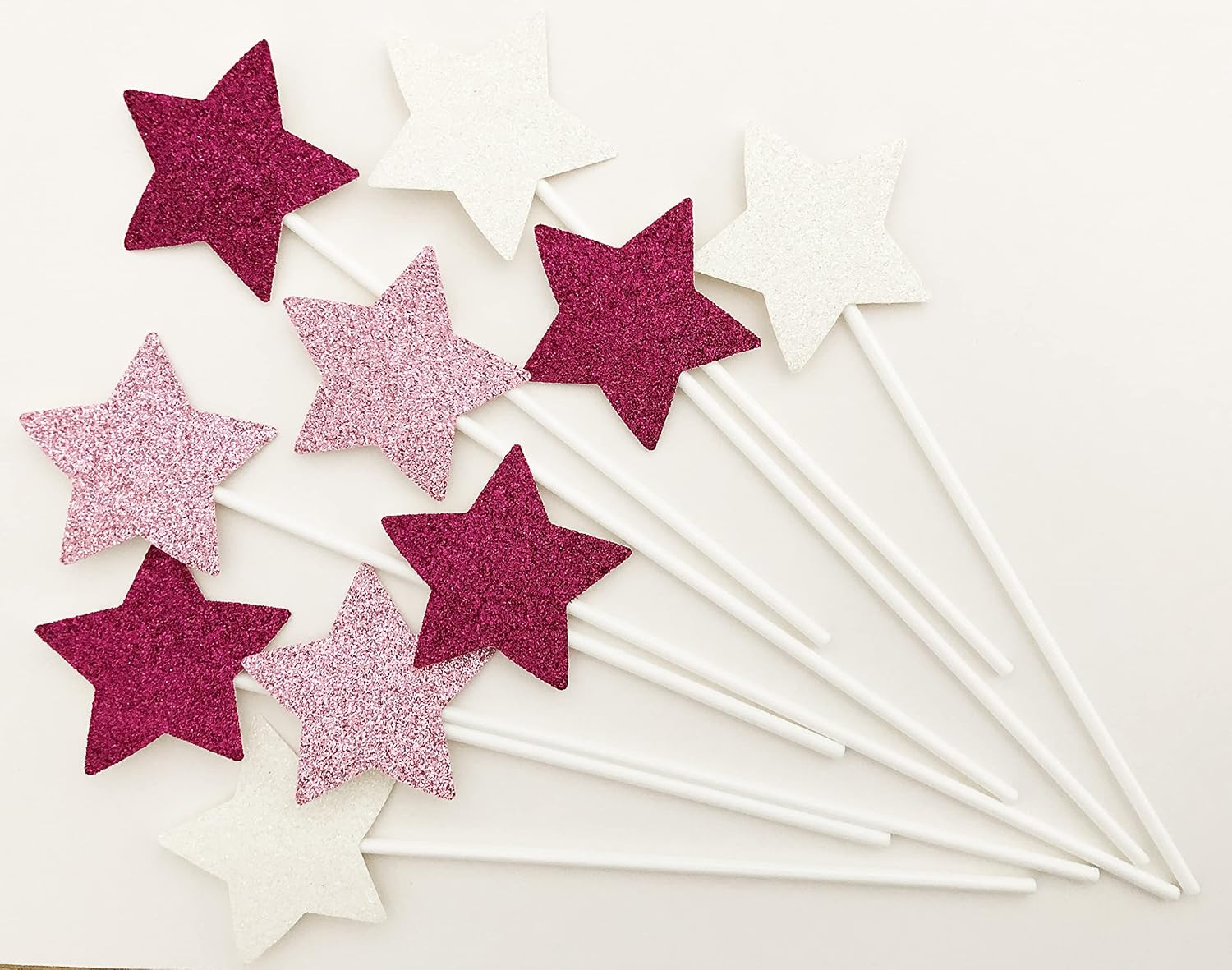 Thumbnail 6 de AILEXI Handmade 10 Large Hearts Glitter Cake Toppers – 3 Colour Set