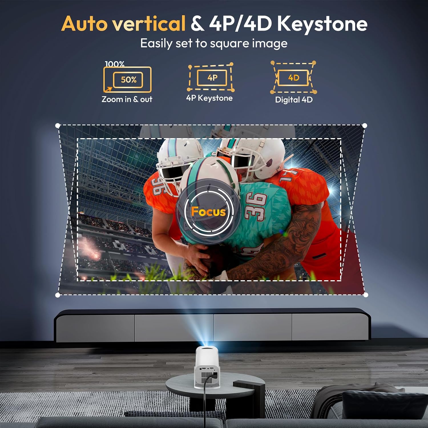 Thumbnail 3 de XGODY Mini Projector Pro 2026: 12000 Lumen Android 11, Native 720P, 4K/1080P Support, WiFi 6, Auto Keystone, 0.9:1 Short-Throw