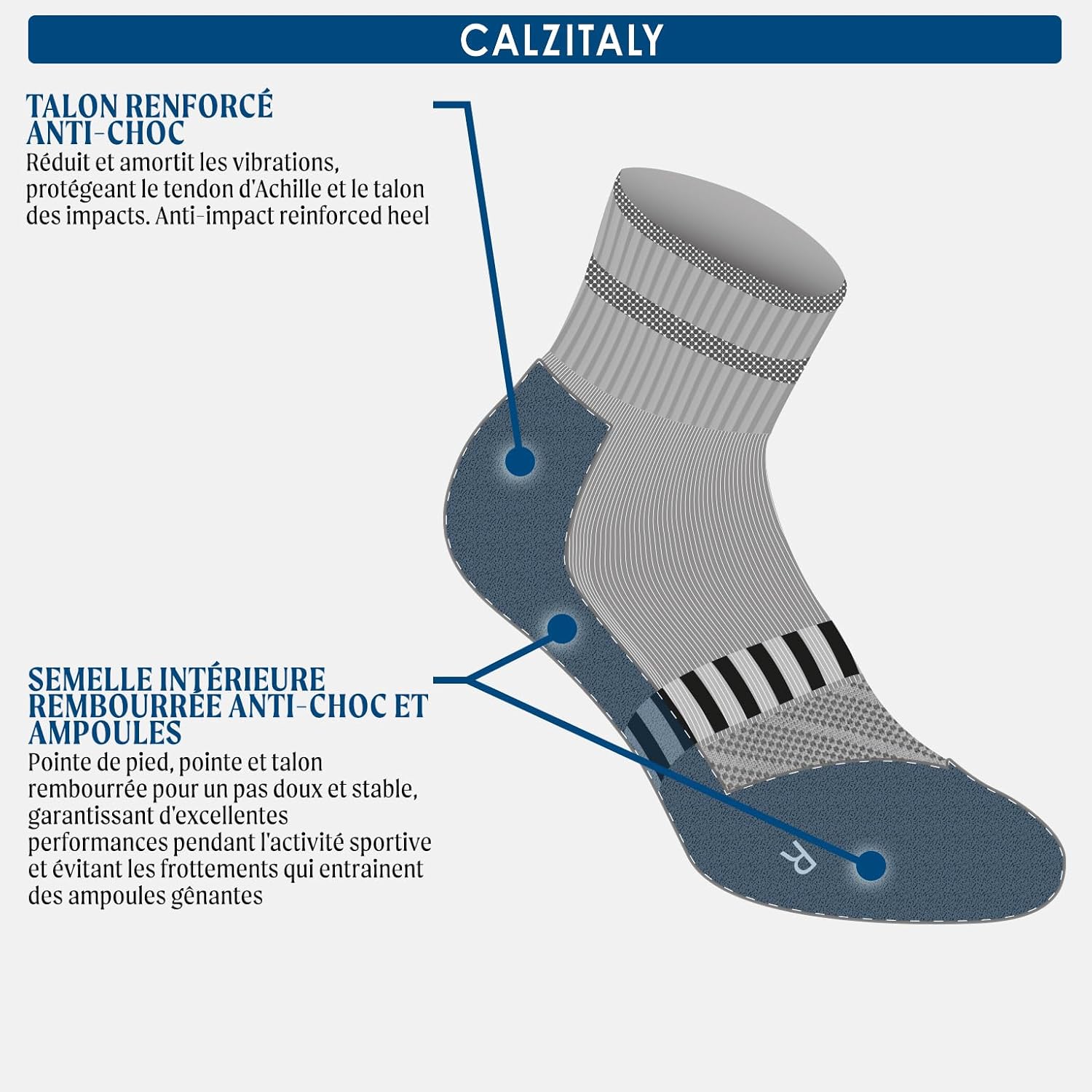 Thumbnail 2 de CALZITALY PACK 2-3-6 : chaussettes sport en coton, confort et ventilation