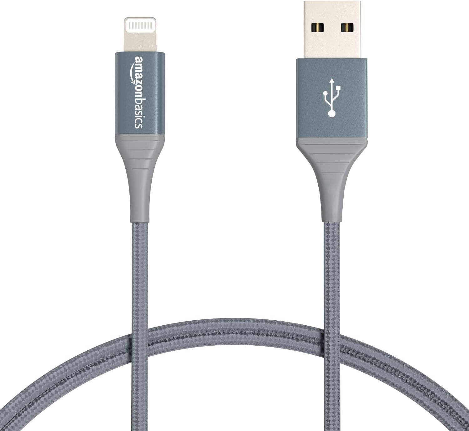 Detalle de Amazon Basics USB-A to Lightning Charger Cable – 1.8 m, Nylon Braided, MFi Certified