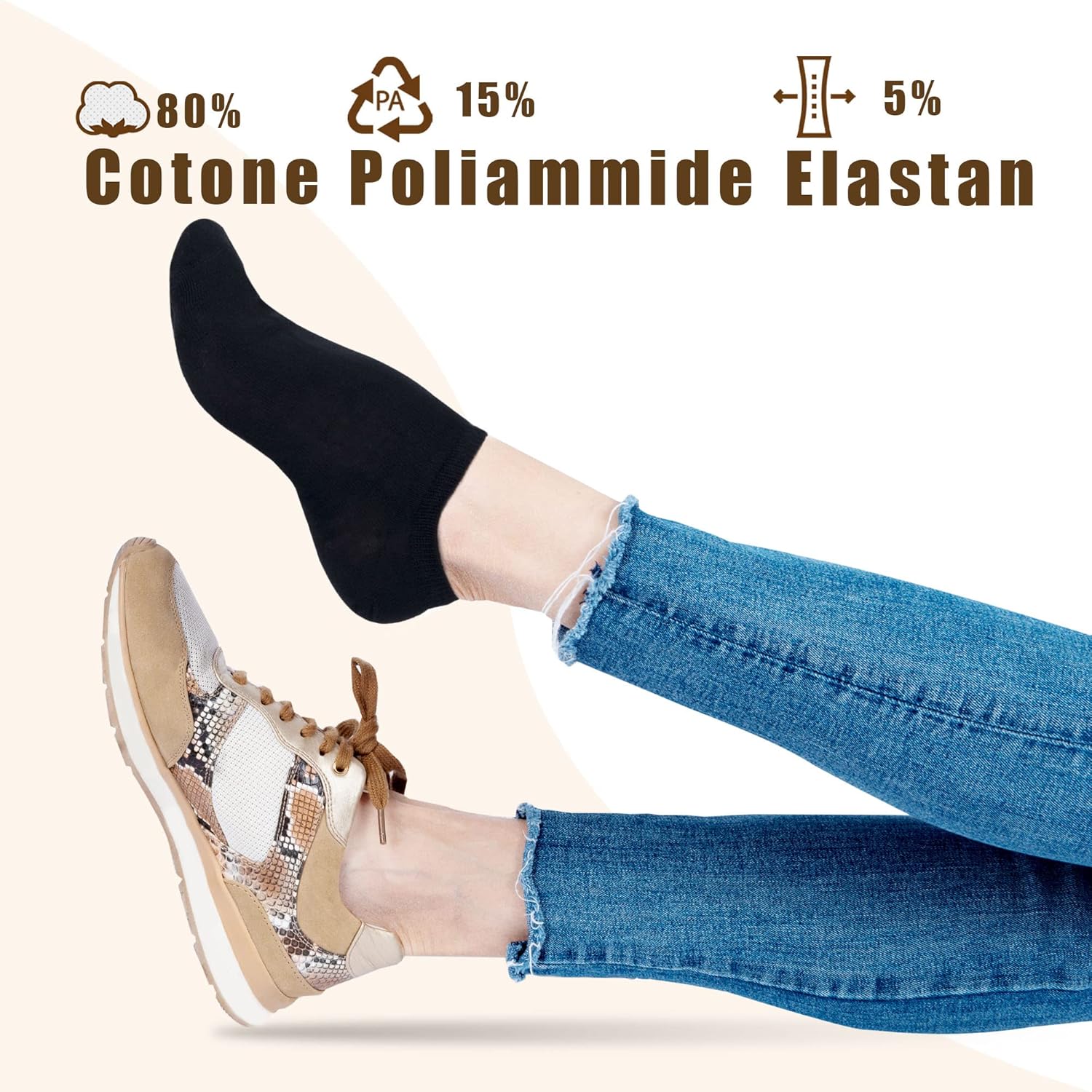 Thumbnail 3 de POPYS 9/15 paia di calzini corti in cotone unisex: fantasmini invisibili e traspiranti