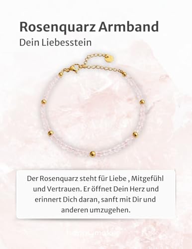 Thumbnail 2 de happymaker - Bracciale Quarzo Rosa Donna con perle naturali e accenti dorati, fatto a mano in Germania