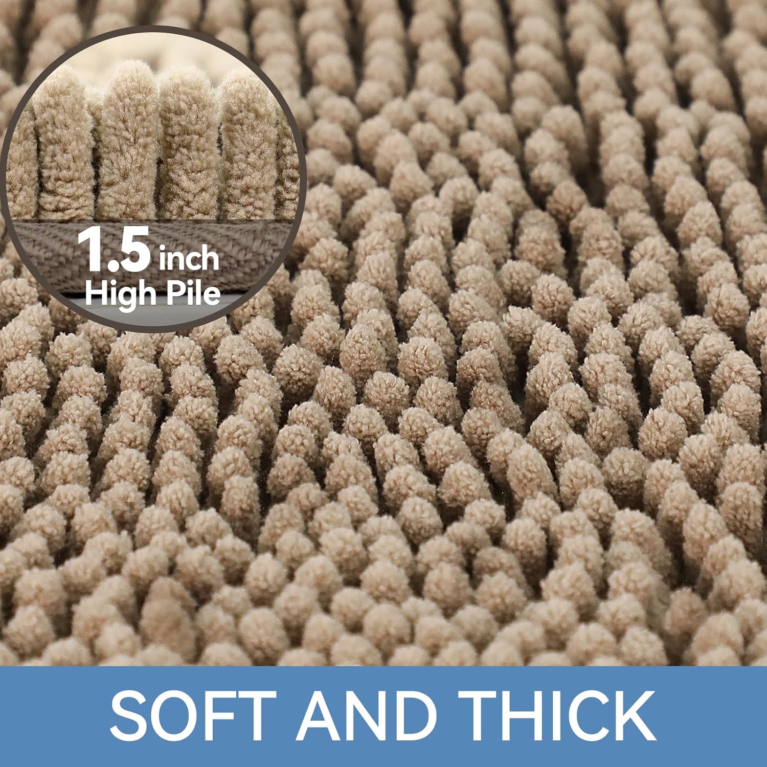 Thumbnail 2 de Bcoimo Bathroom Rugs 24x17: Non-Slip, High-Absorbency Bath Mat with Rubber Backing