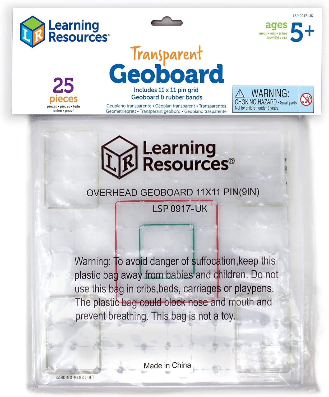 Detalle 2 de Learning Resources Geopiano Trasparente con Elastici: Geometria giocosa per 5+