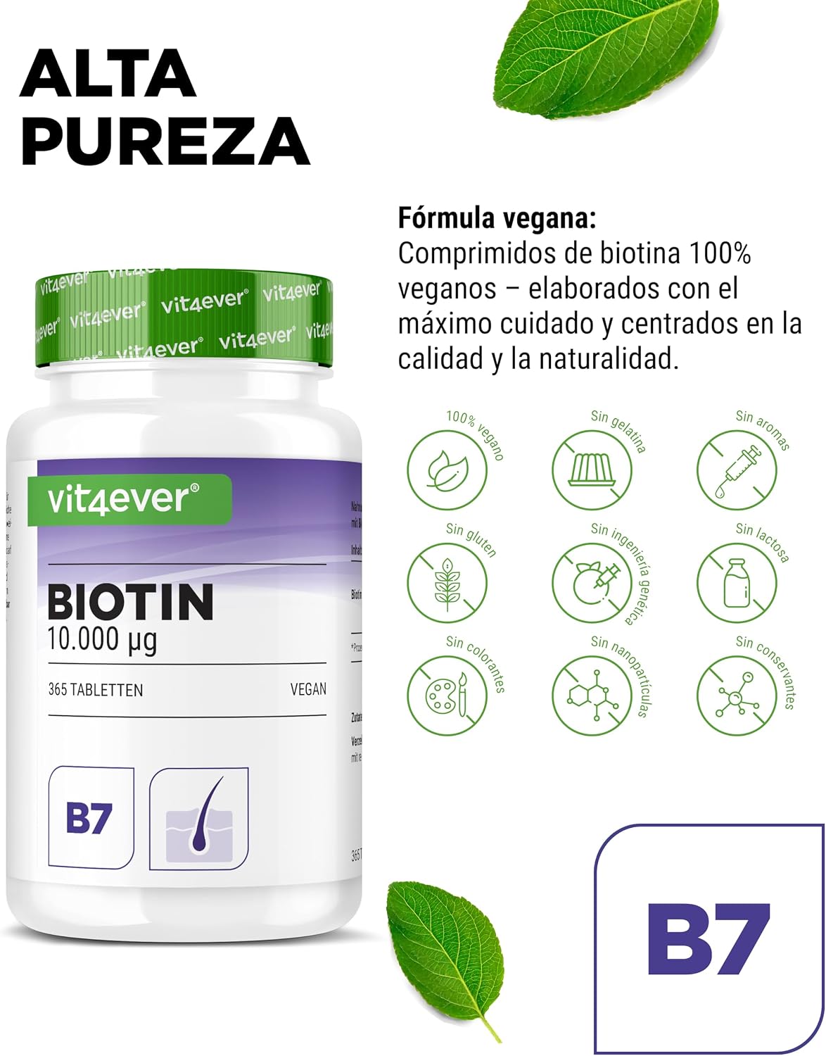 Detalle de Biotina 10.000 mcg 365 comprimidos
