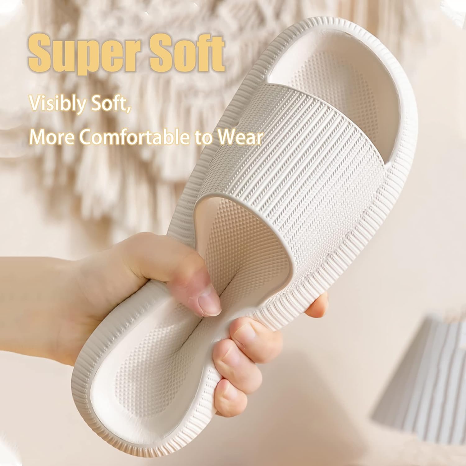 Detalle de Rosyclo Cloud Slippers for Women and Men — Thick Sole, Non-Slip Cloud-Soft Indoor/ Bathroom Shower Slides