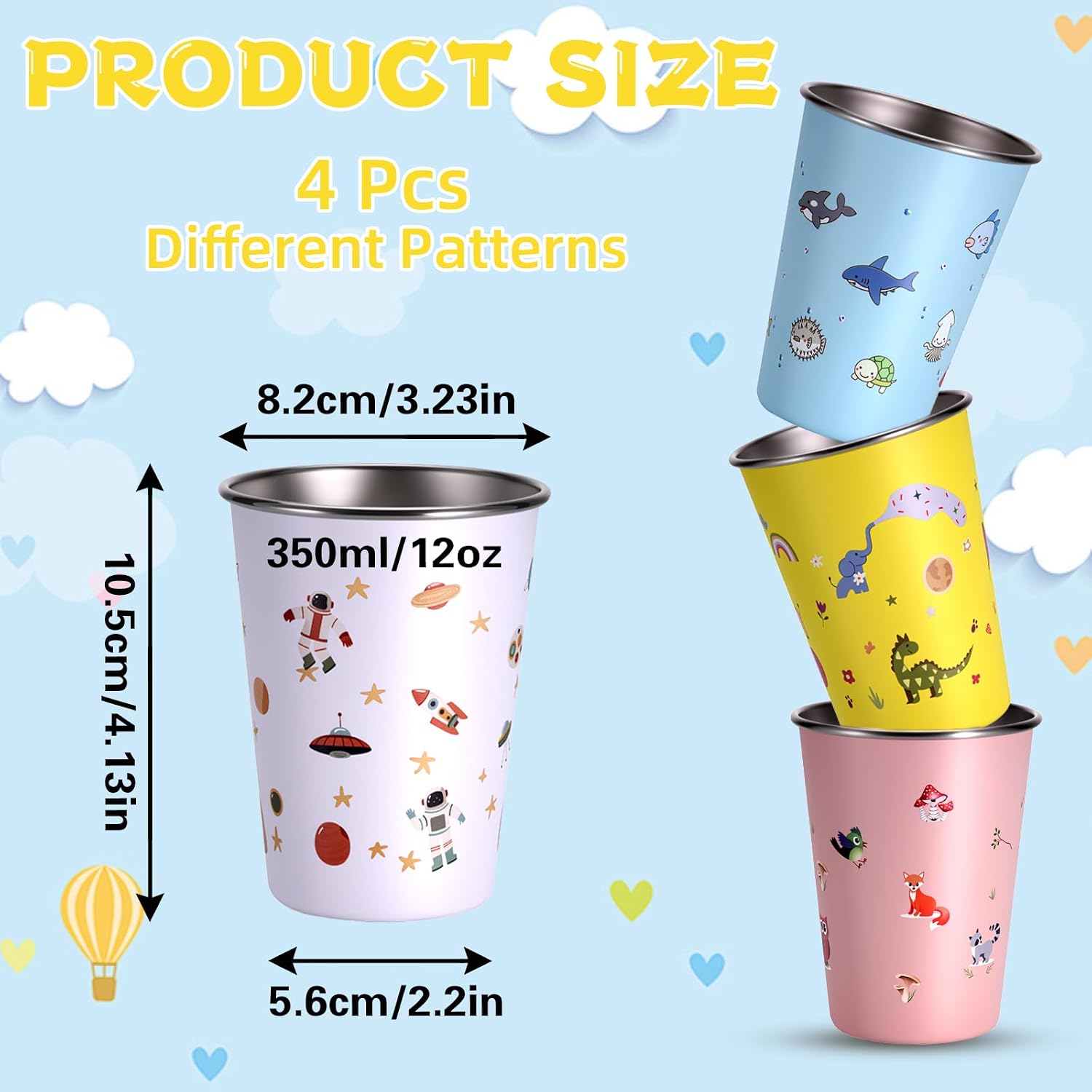 Detalle 2 de Hejo HK237 barnmuggar i rostfritt stål, 4-pack, 350 ml