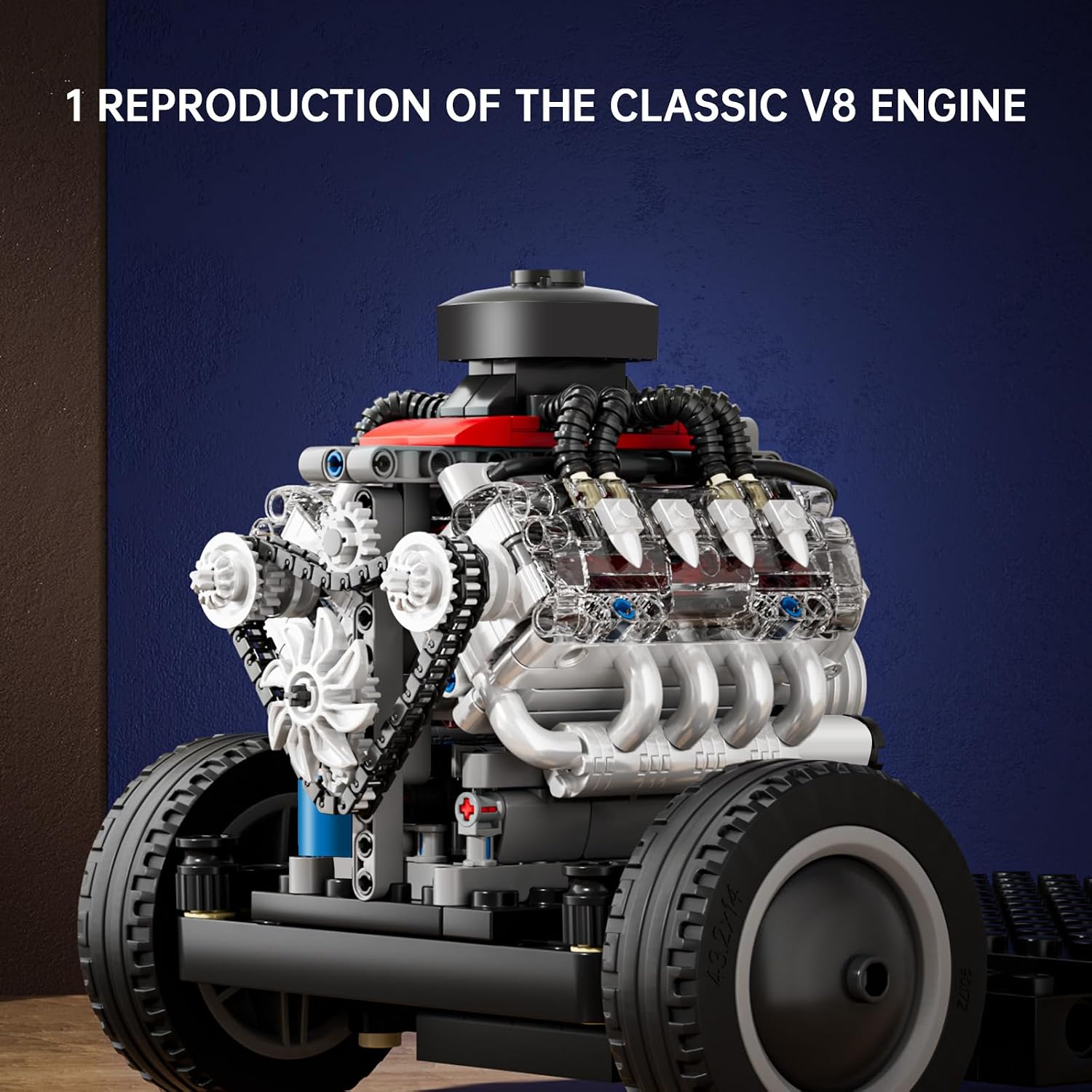 Detalle de Mould King 10171 Technik V8 Motor Bausatz (487 Teile) – LSX454 V-8 Engine Kit aus Klemmbausteinen