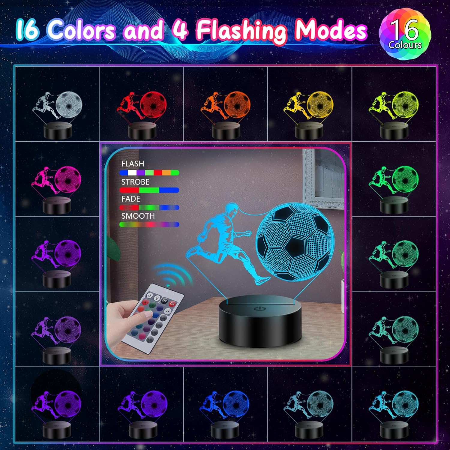 Detalle de Polemera 3D football night light