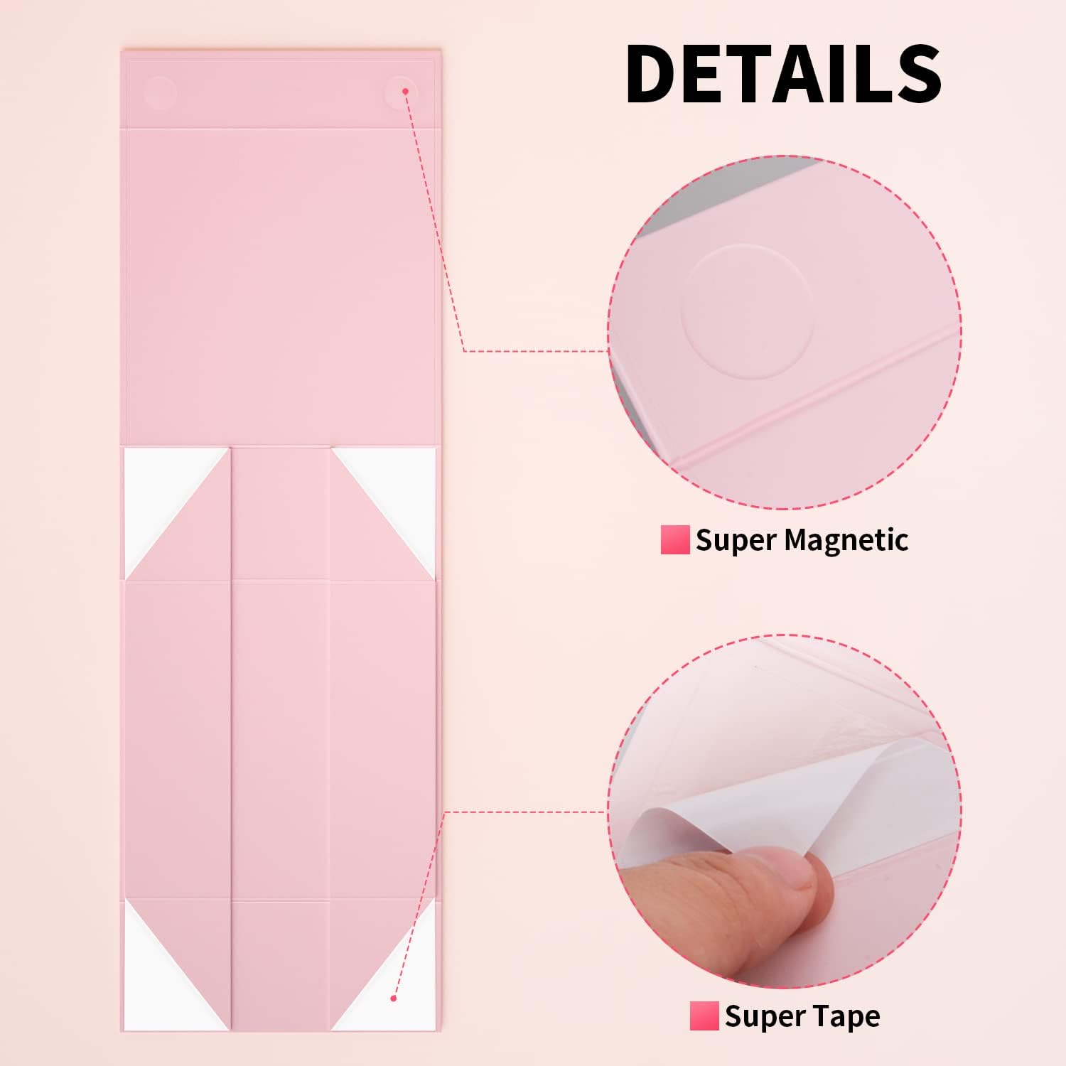 Detalle de GIFTSAY Magnetic Gift Box 18x18x7.5 cm – Pink, Magnetic Closure