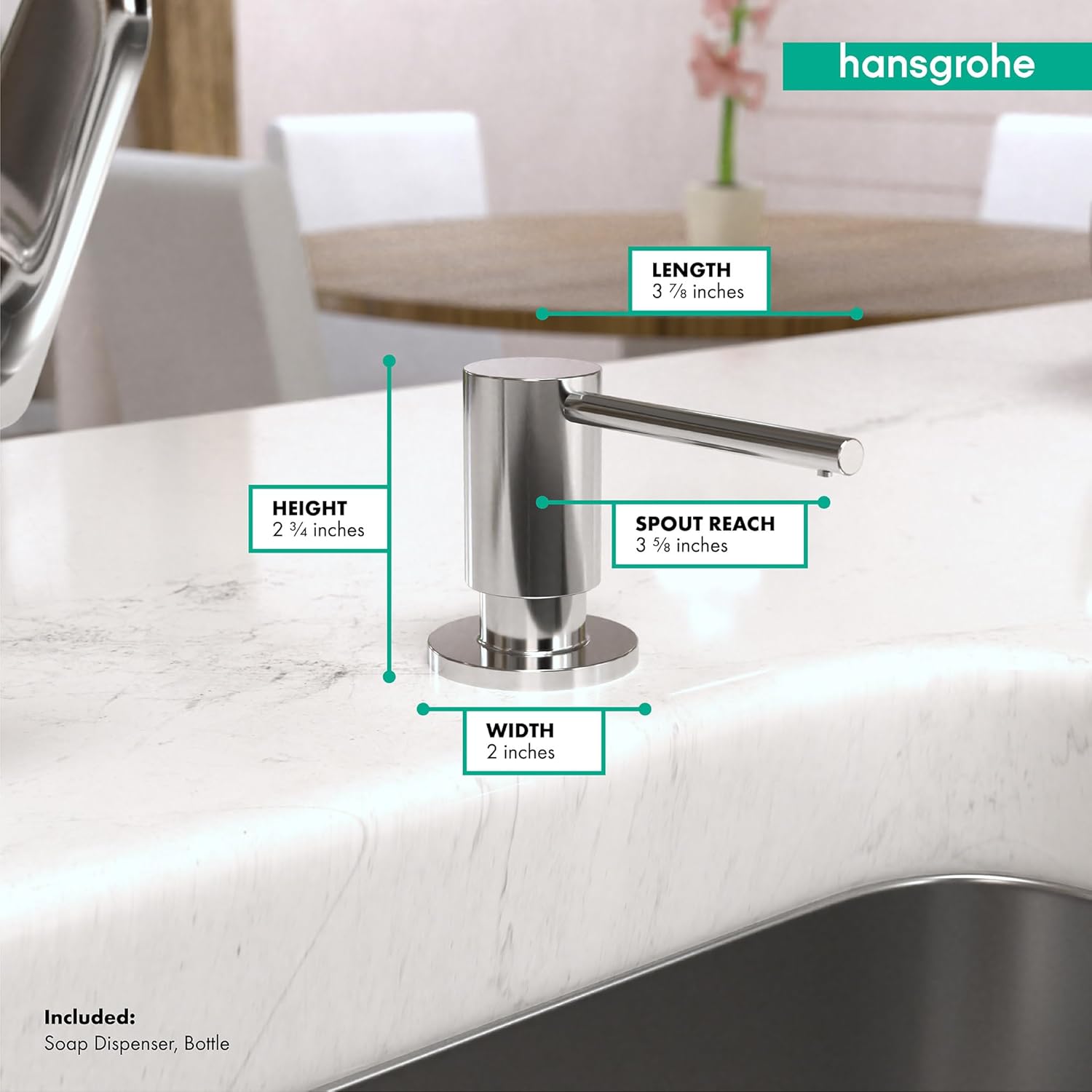 Detalle 2 de Hansgrohe Bath and Kitchen SinkSoap Focus 3 pouces – Distributeur de savon Chrome (40438001)