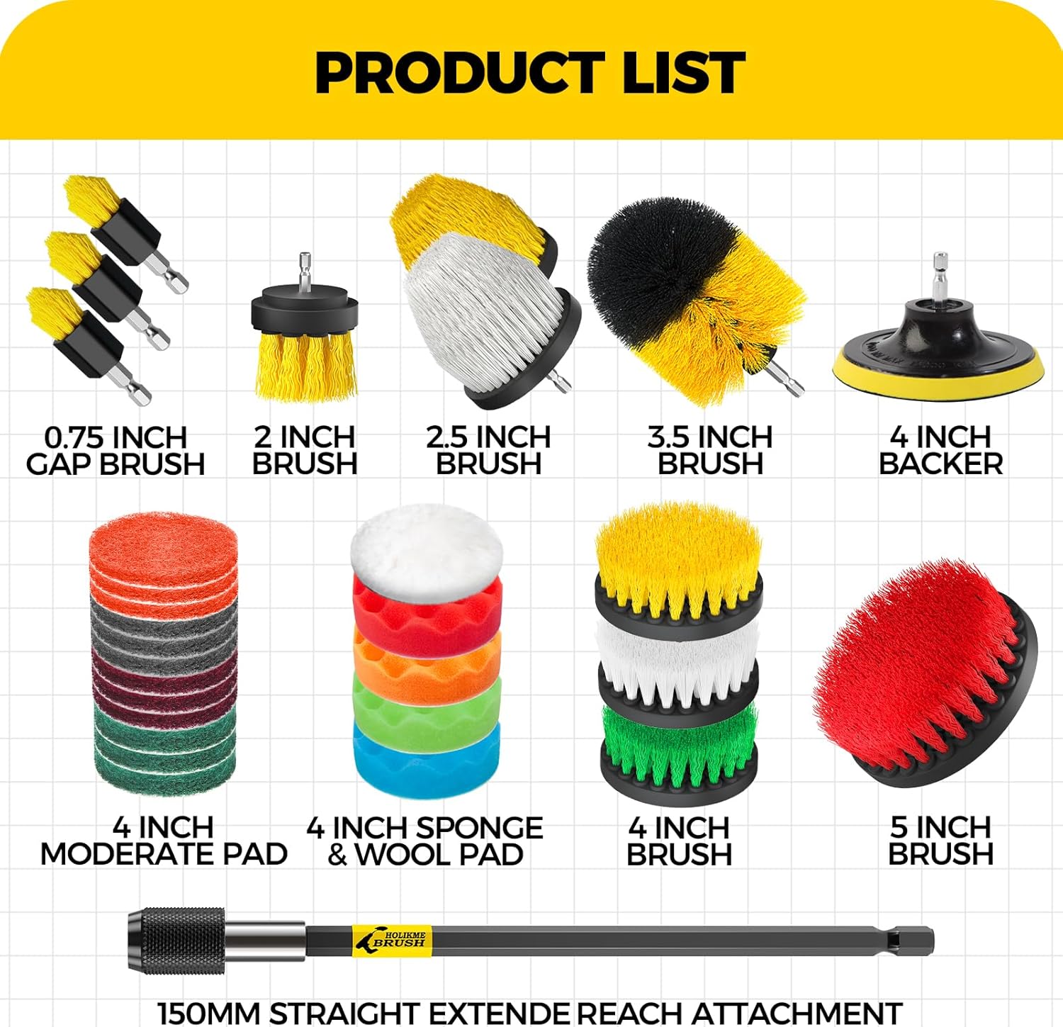 Thumbnail 6 de Holikme Model 1 Drill Brush Attachment Set, 30-Piece with 1/4-Inch Connector