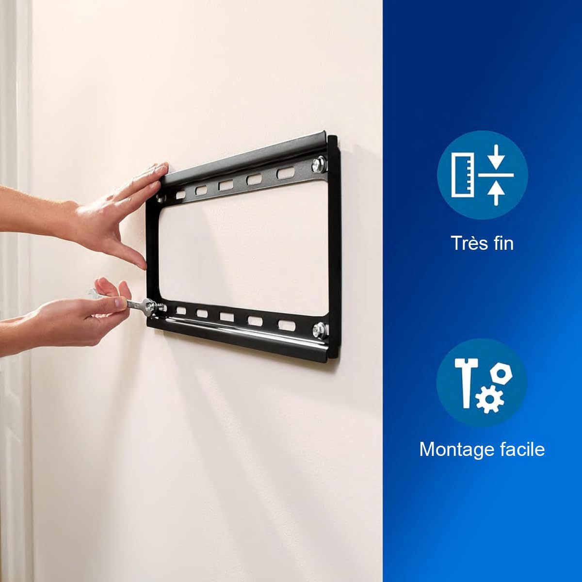 Detalle 2 de Support mural TV Philips universel – ultra-fin, 26–70 pouces, VESA 400×400, charge 55 kg