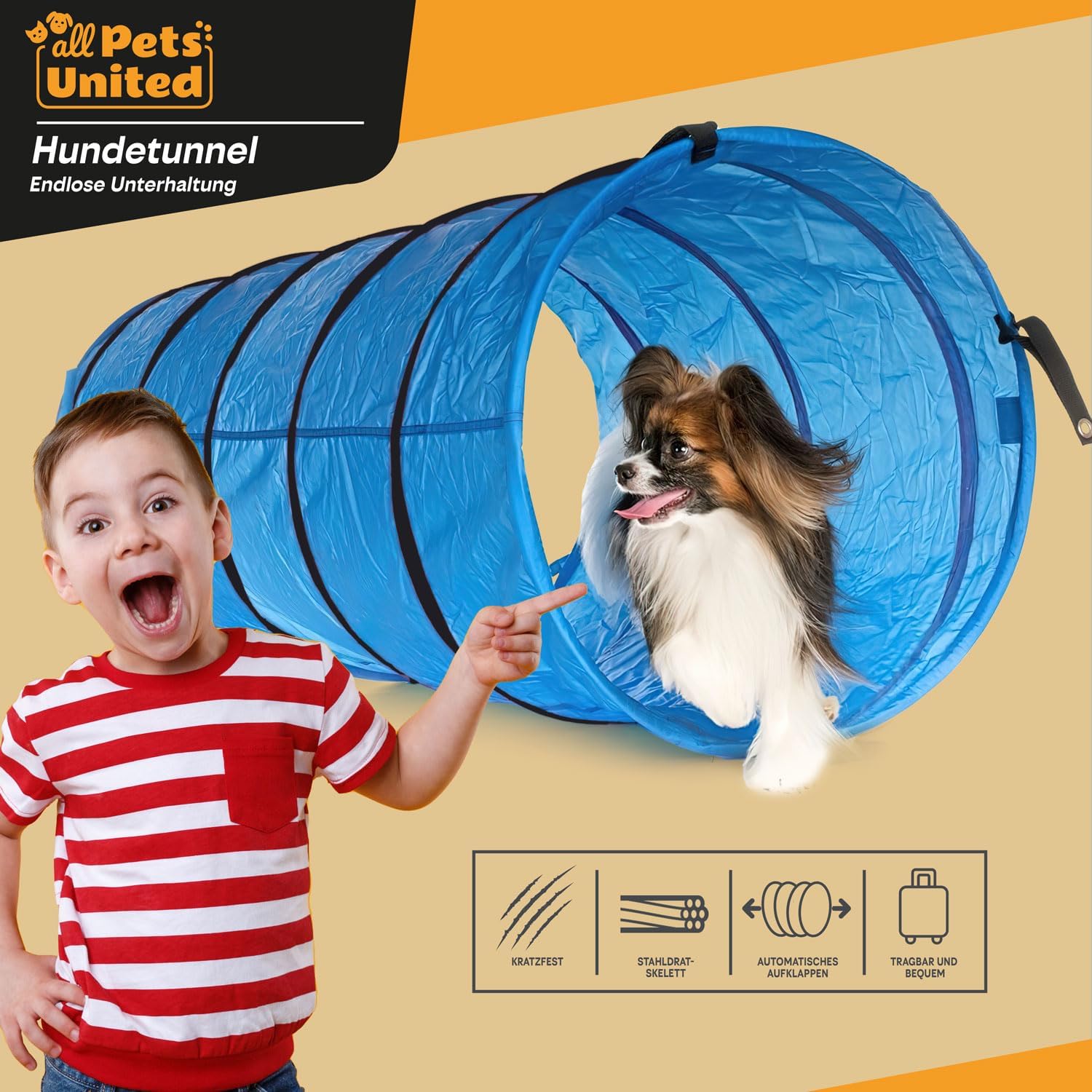 Thumbnail 2 de GOODS+GADGETS Tunnel d’agilité pour chien (200 cm) avec patères et sac de transport