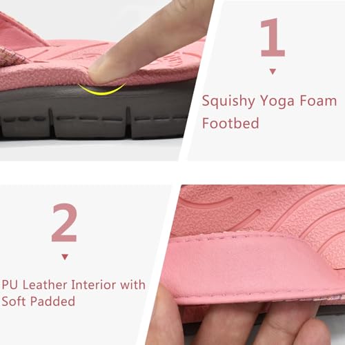 Thumbnail 4 de KuaiLu Chanclas Mujer Verano: Chanclas antideslizantes de cuero y tela para playa y piscina