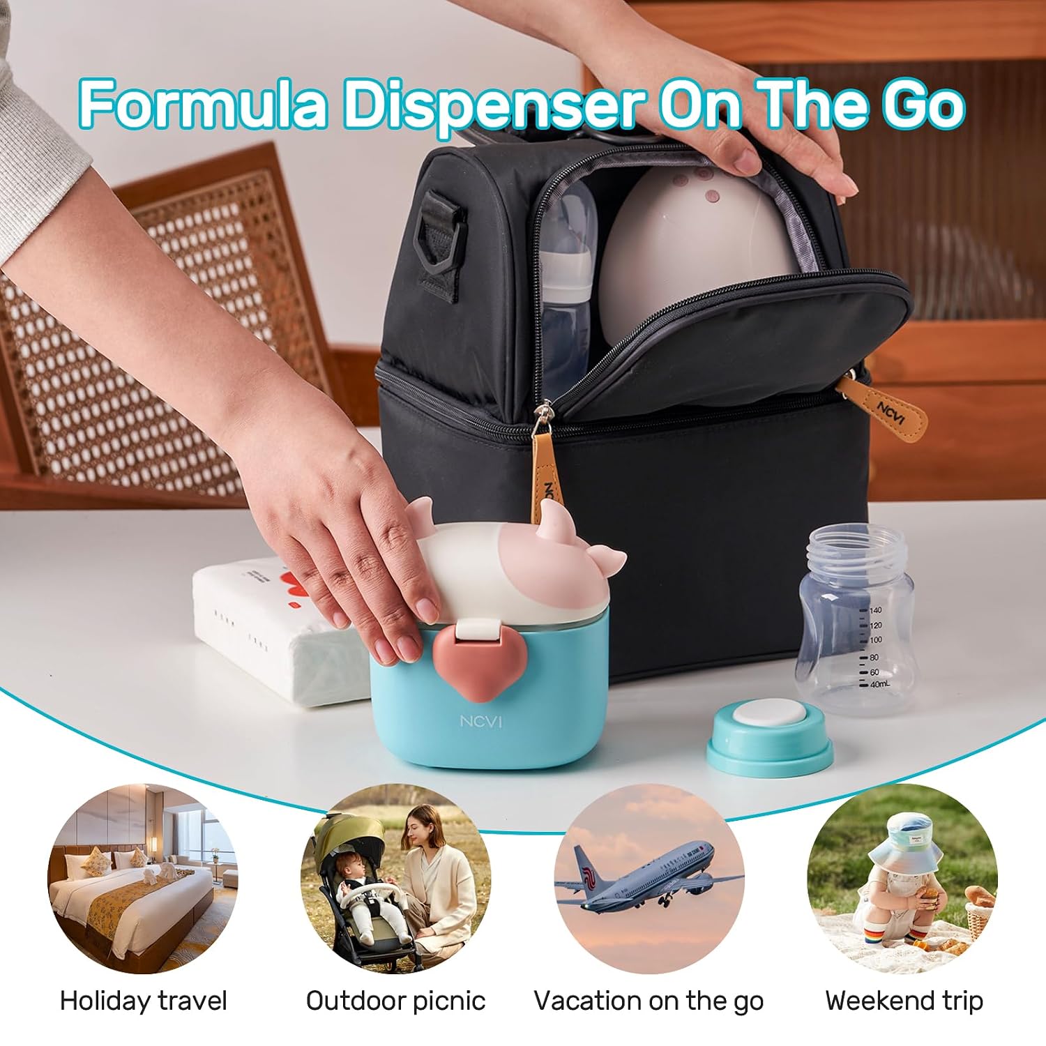 Thumbnail 3 de NCVI Baby Formula Dispenser, Blue Portable Container with Sealed Lid