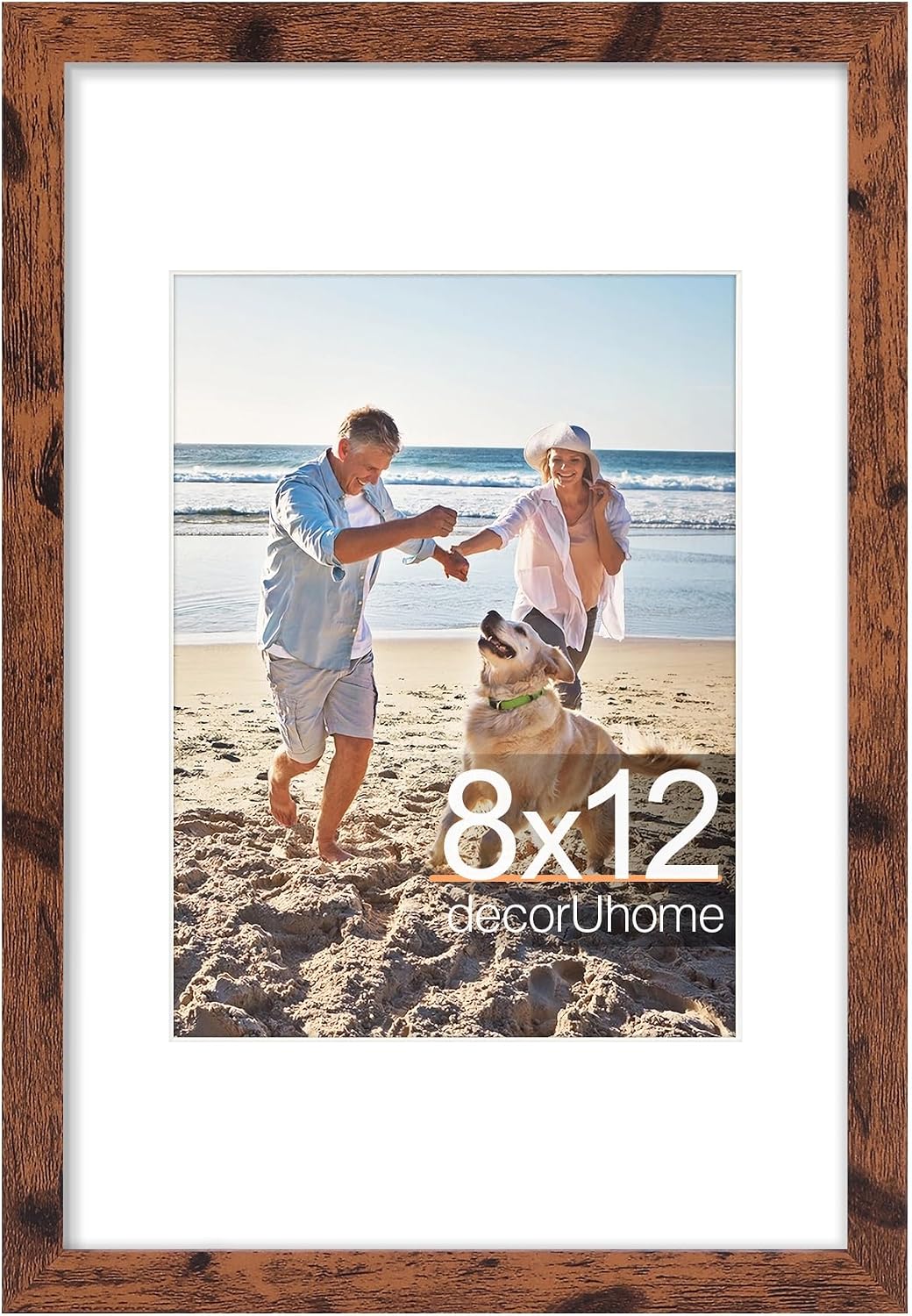 Thumbnail 4 de decorUhome 12x16 Picture Frame with Mat – Brown Engineered Wood, 8.5x11 Certificate Fit, HD Plexiglass, Wall Mount