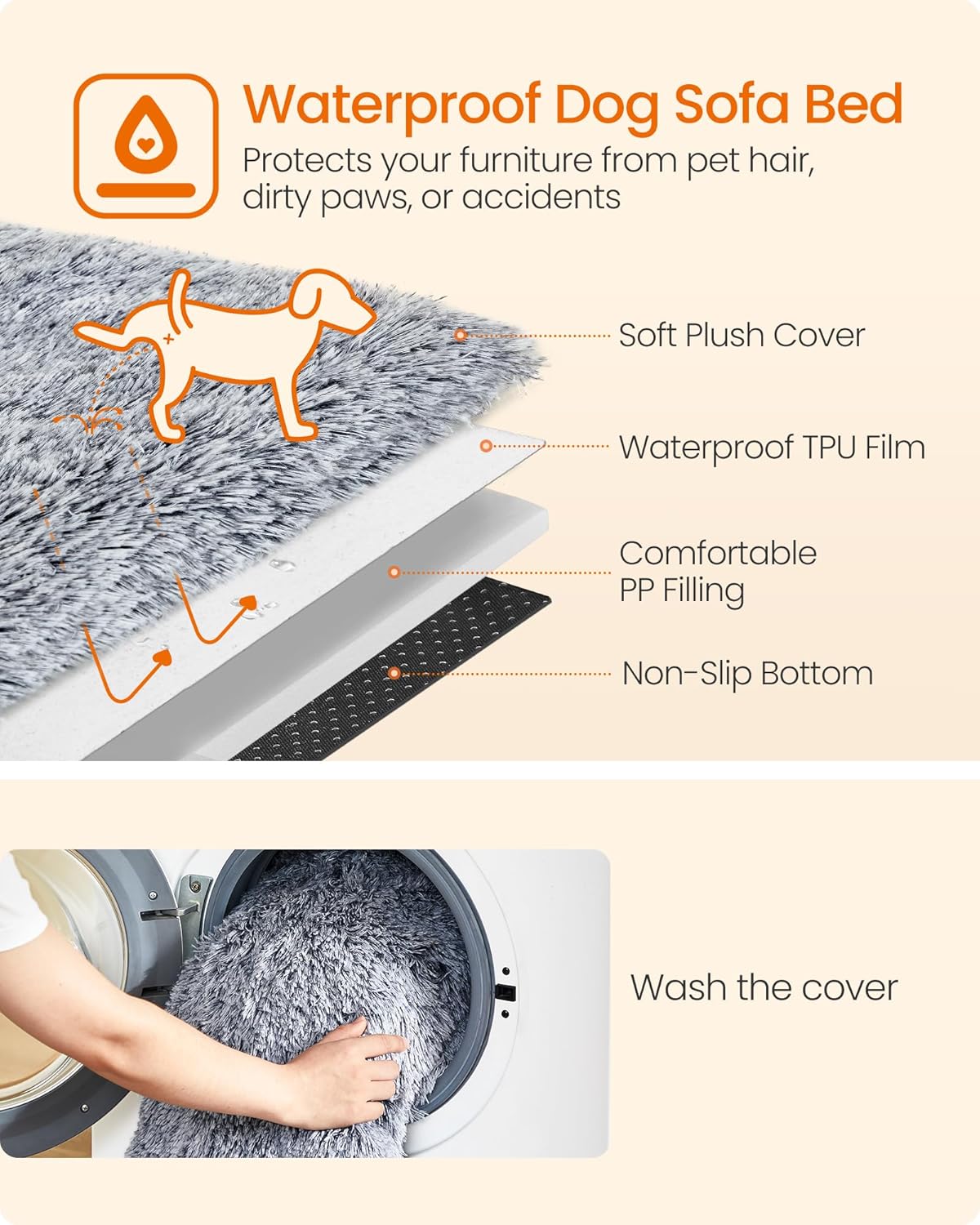 Thumbnail 2 de Feandrea FluffyHug XL calming dog bed 110×95×18 cm