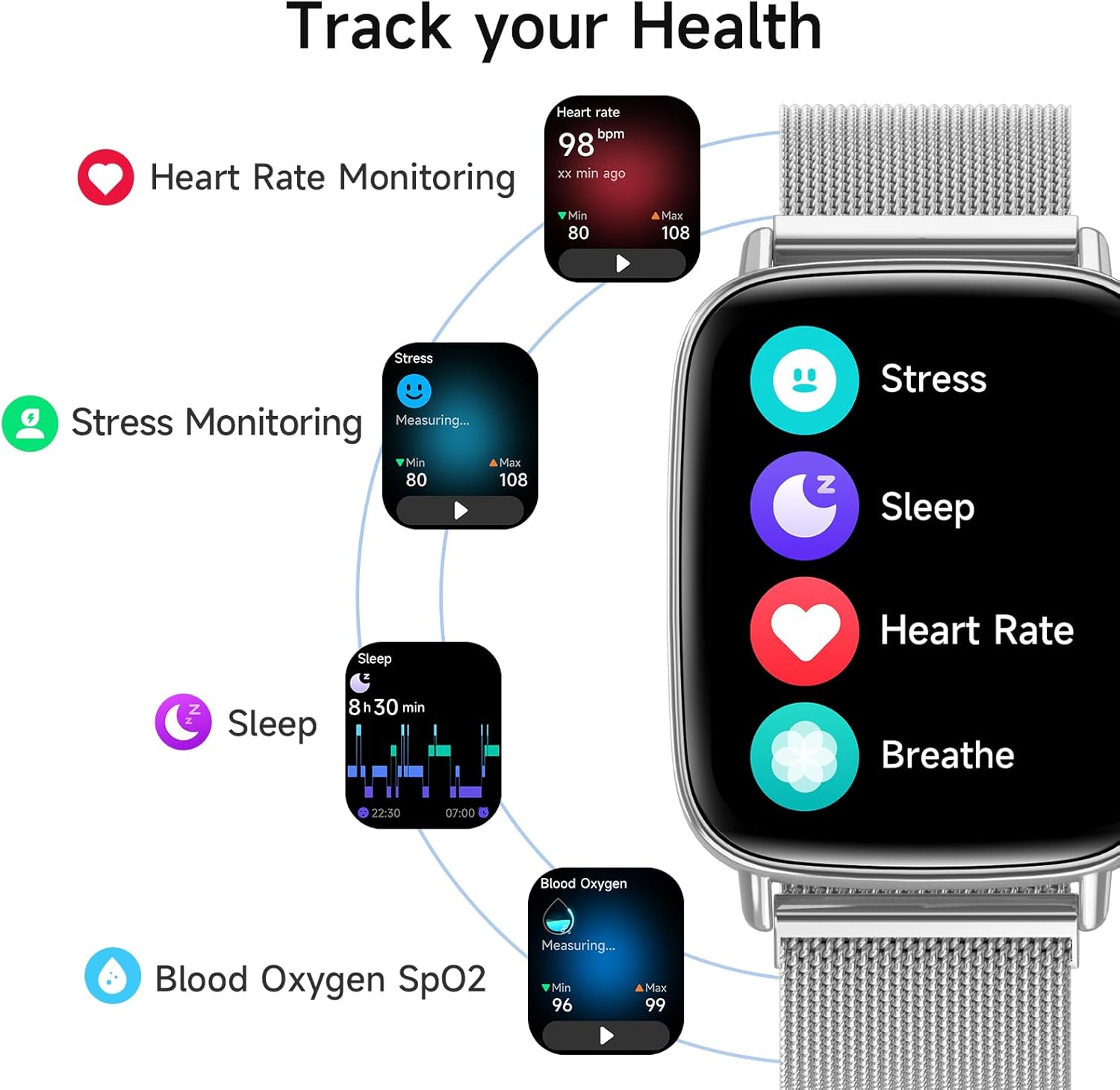 Detalle de AEAC Smart Watch for Men & Women with 1.85" HD Display, 100+ Sport Modes, IP68 Waterproof, and Bluetooth Calls
