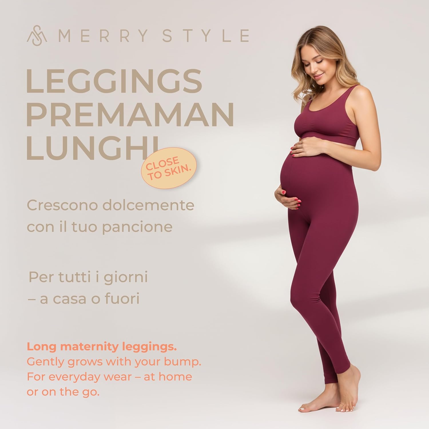 Detalle 2 de Merry Style MS10-297 Leggings premaman lunghi donna