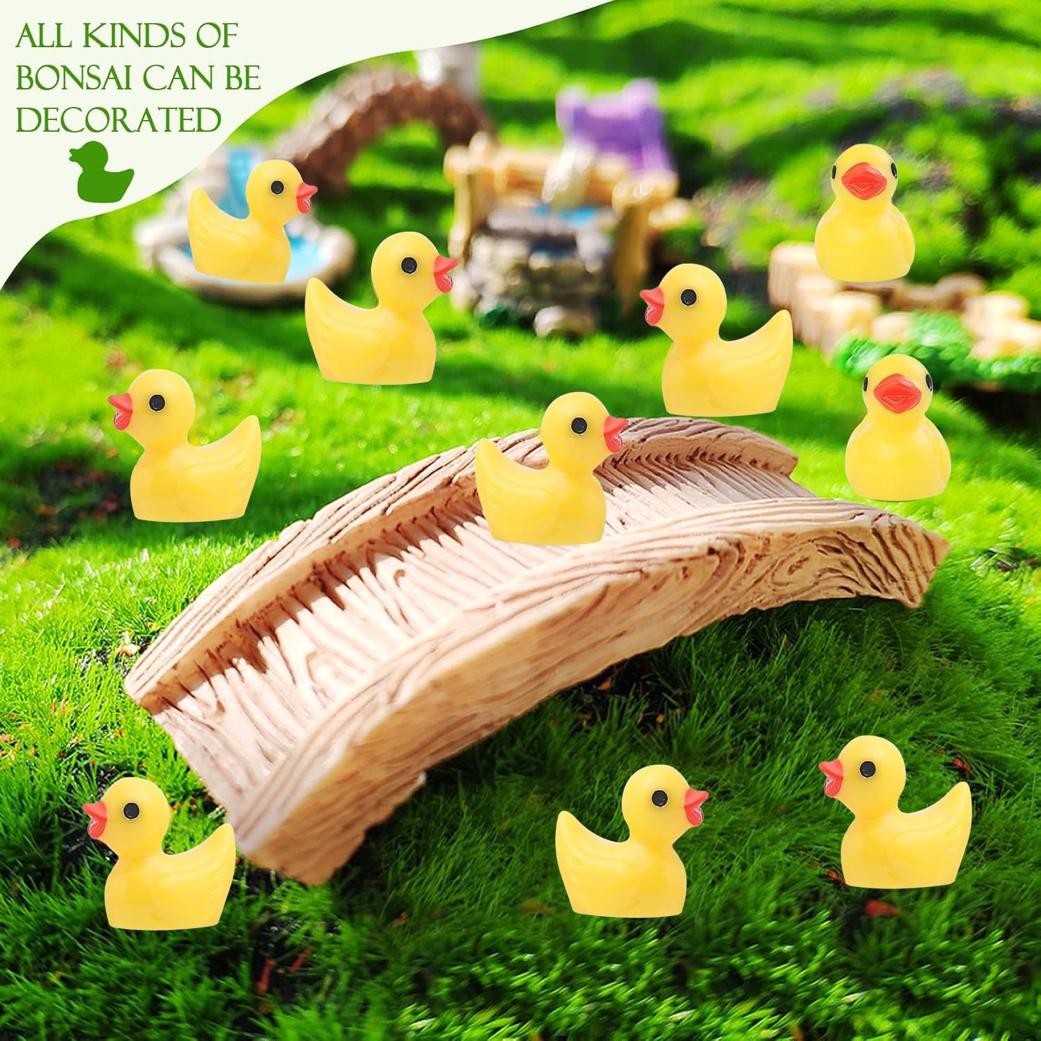Detalle de YsesoAi 100Pcs Mini Resin Ducks (Tiny Yellow Duck Figurines) for Dollhouse, Garden & DIY Decor