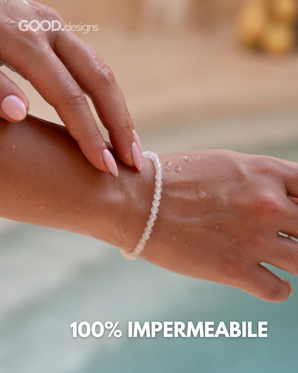 Thumbnail 4 de GD GOOD.designs bracciale da donna con perle in pietra naturale da 4 mm e chiusura regolabile oro 18K (15-19 cm)