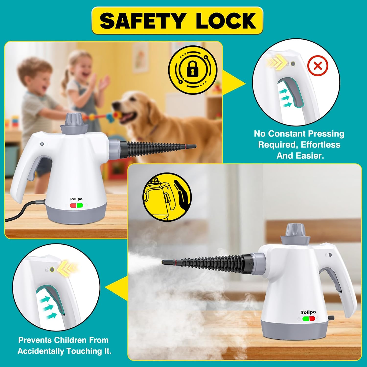 Thumbnail 5 de Rolipo Handheld Steam Cleaner (1050W) with 12 Accessories & Safety Lock