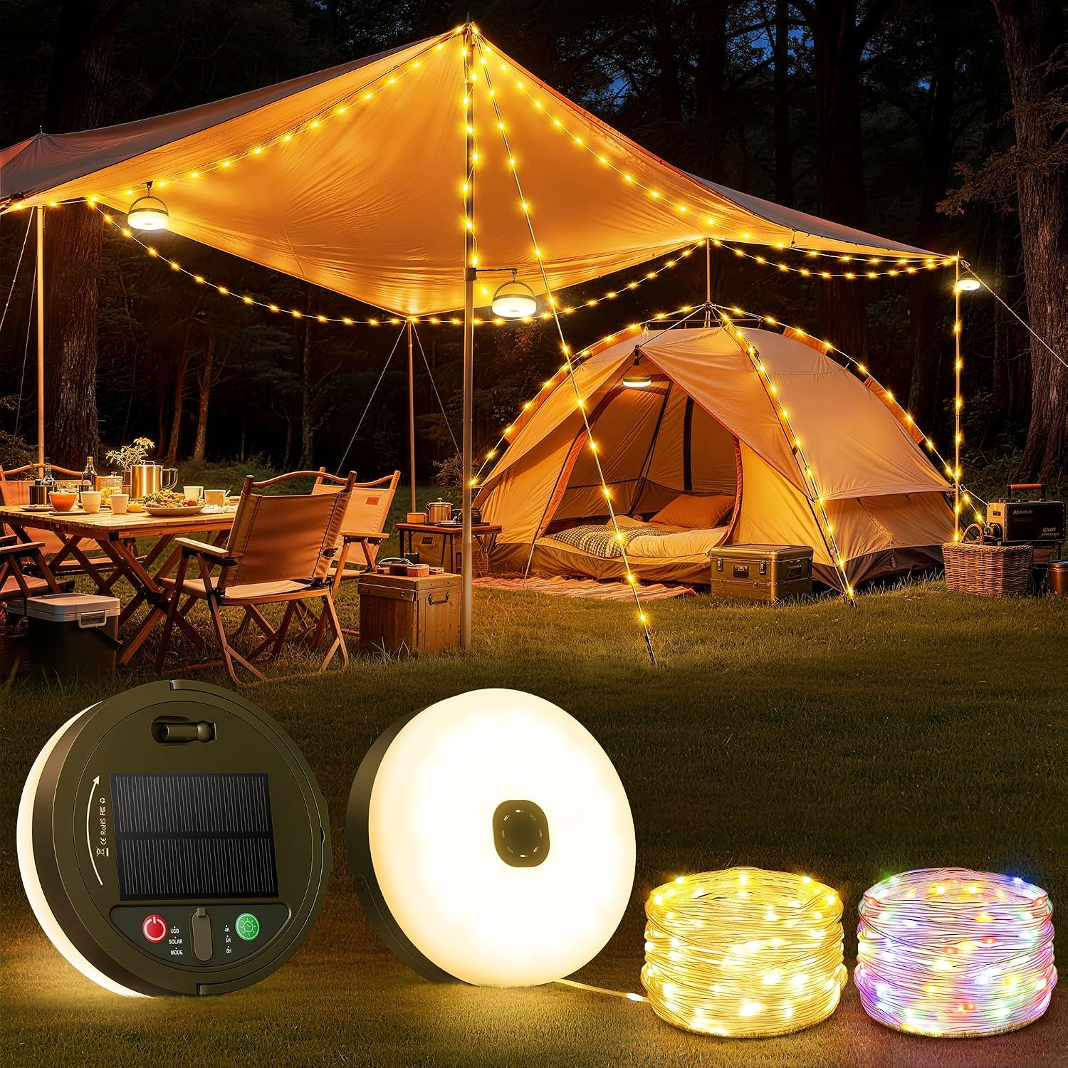 Detalle de Famgoods Solar Camping Lights with 13 Lighting Modes