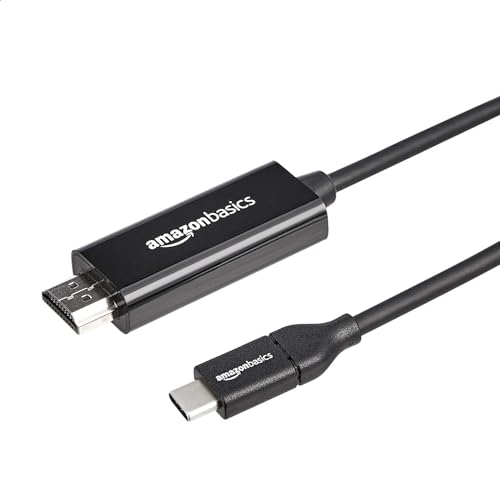 Detalle de Cable adaptador USB-C (fuente) a HDMI (pantalla) Amazon Basics, 4K 30 Hz, 1,8 m, negro