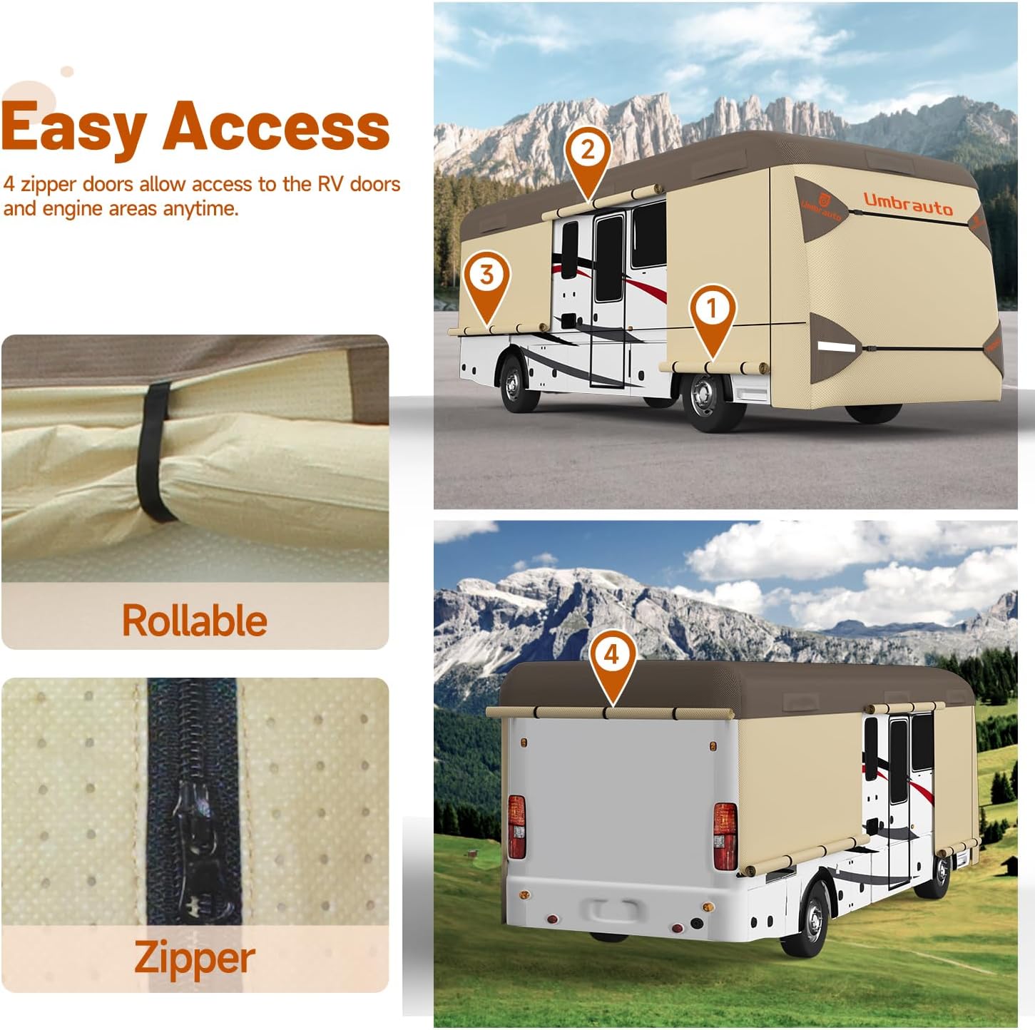 Thumbnail 2 de Umbrauto Class A RV Cover 31'–34' (Upgraded Heavy-Duty 9-Layer Top) with Windproof Design and 6 Vents