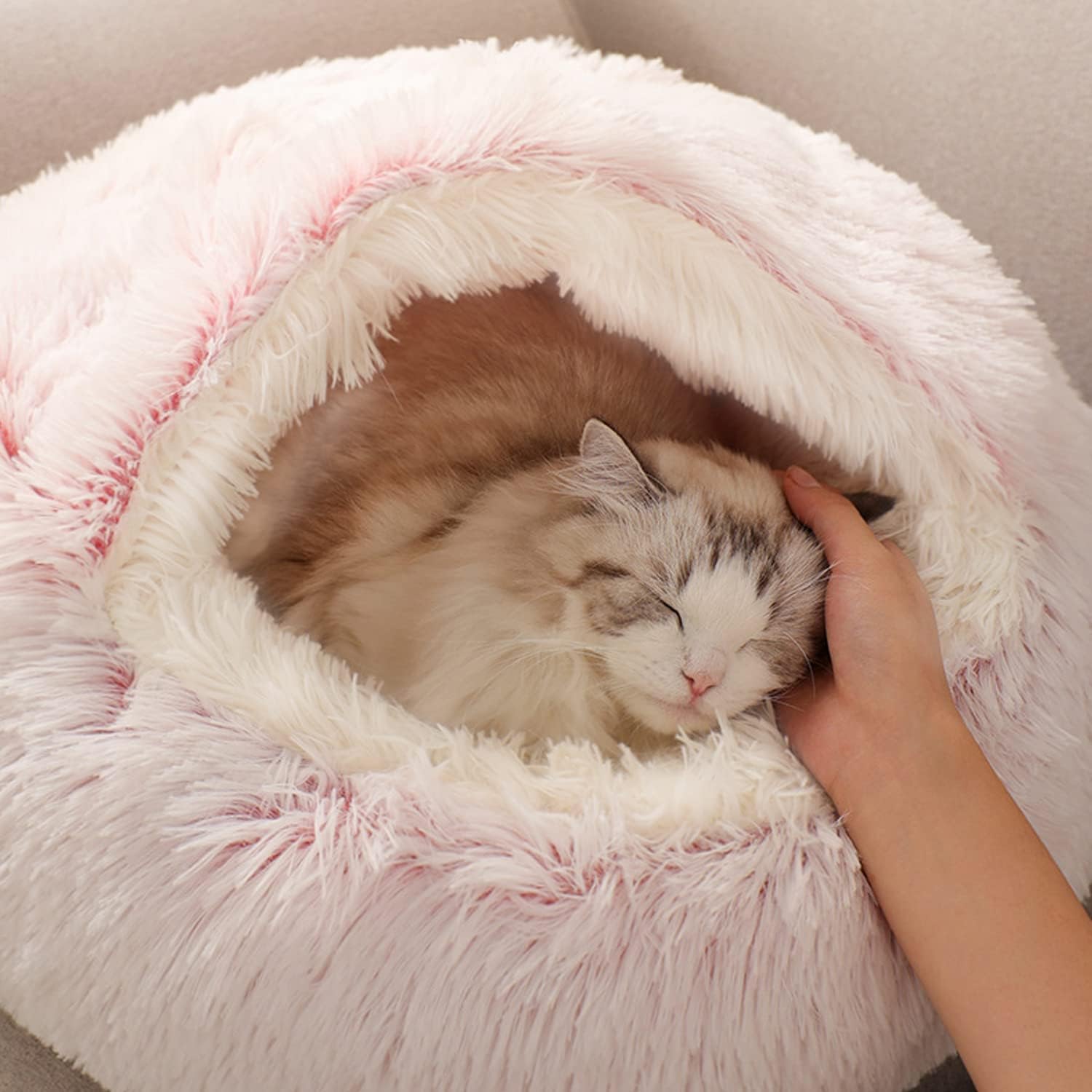 Detalle de YUDANSI Cat Bed Cave: 2in1 Donut Nest for Small Indoor Pets