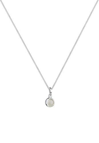 Detalle 2 de Elli Collar Mujer Liso Colgante Piedra Lunar Plata 925 💍