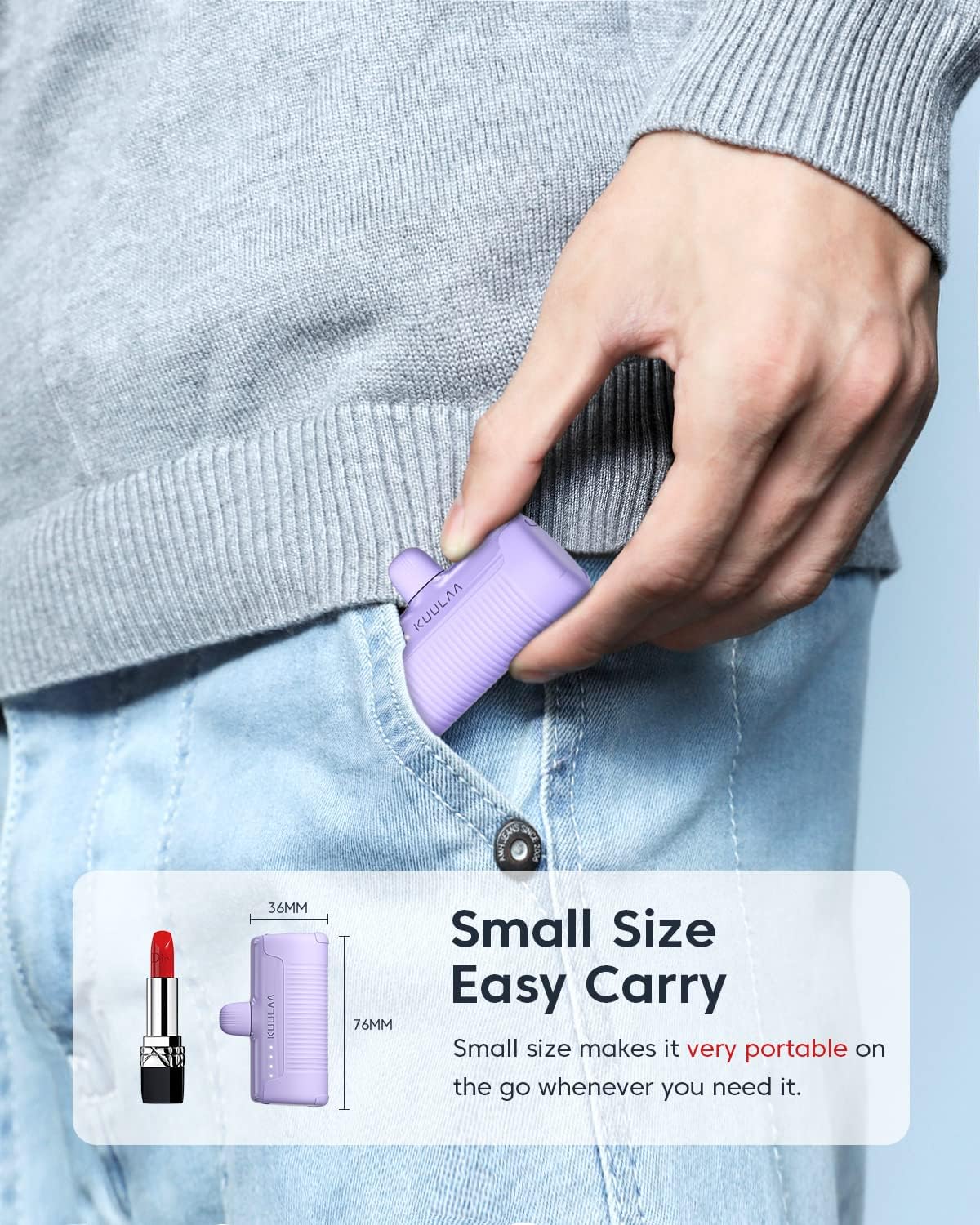 Thumbnail 2 de Kuulaa 4500mAh USB‑C Portable Charger: Compact Power Bank for Android, with Built‑in USB‑C Cable