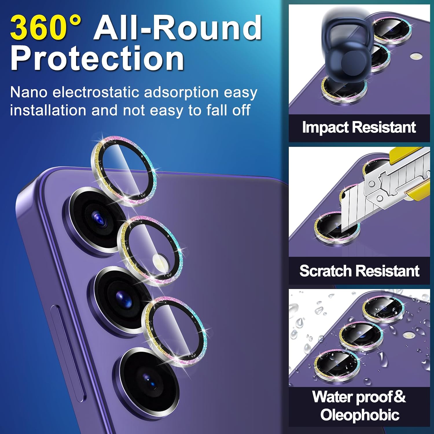 Detalle de Avocase BTS0159-04 Camera Lens Protector for Galaxy S24 Plus, 9H Glass